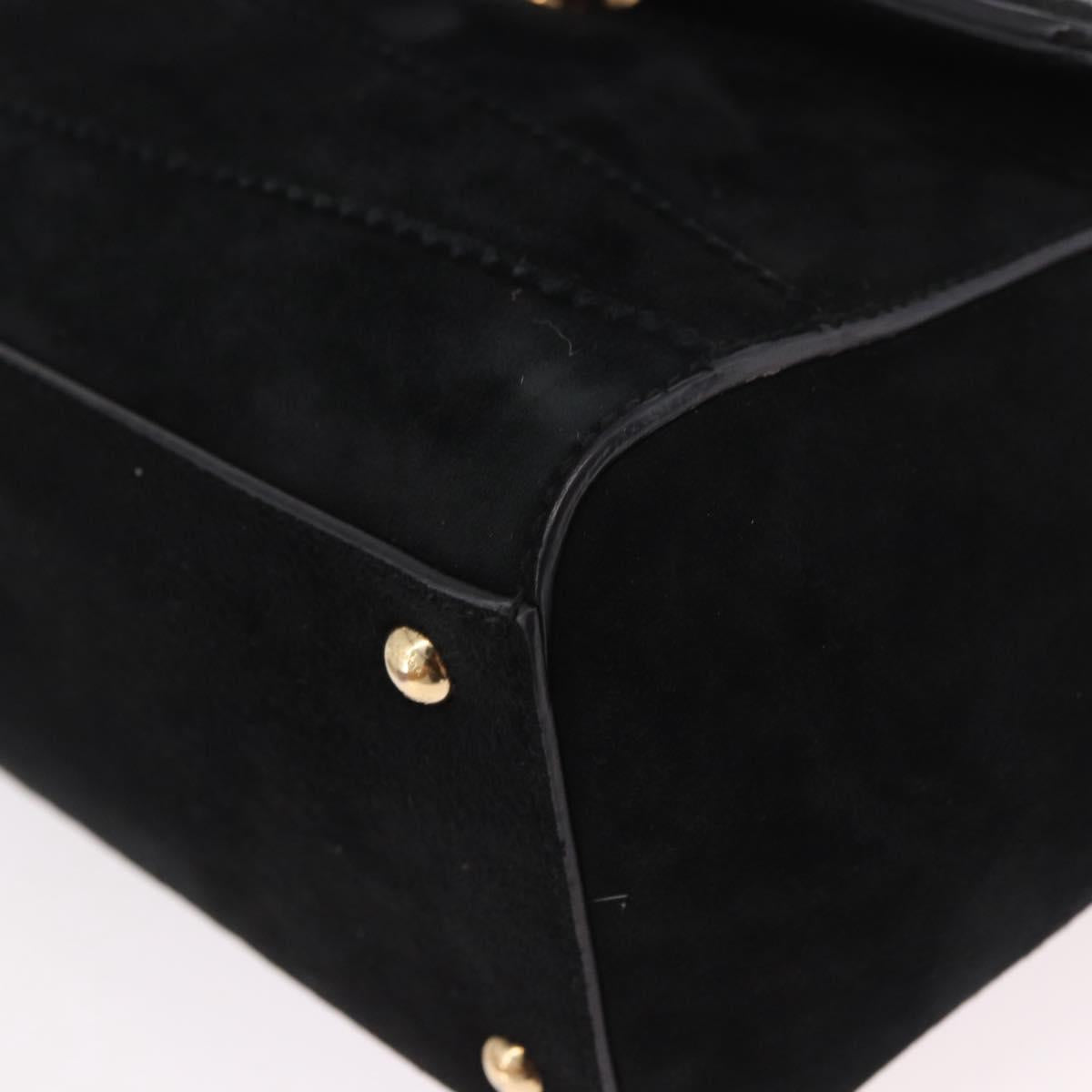 Salvatore Ferragamo Vala Chain Shoulder Bag Suede 2way Black Gold Auth 183018A