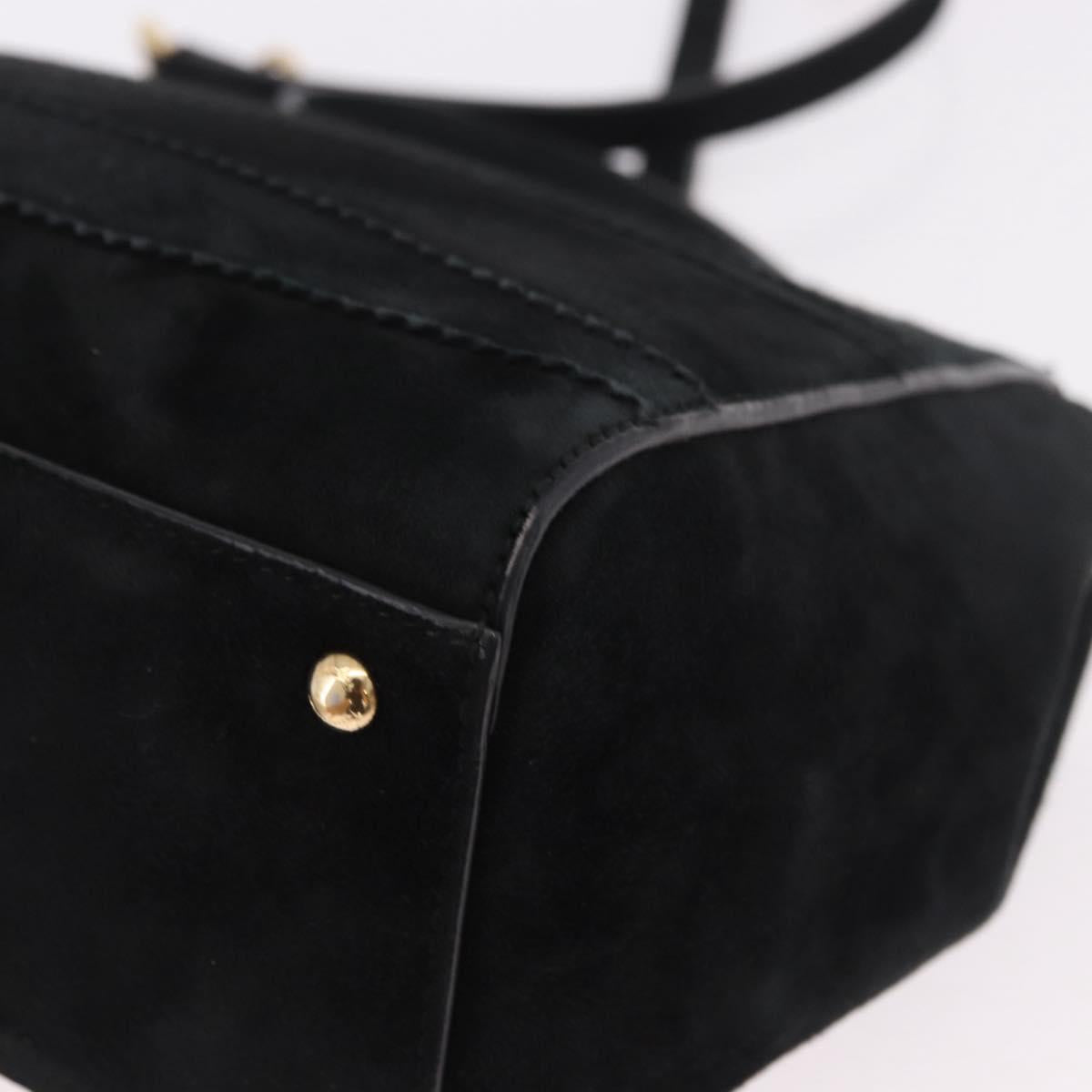 Salvatore Ferragamo Vala Chain Shoulder Bag Suede 2way Black Gold Auth 183018A