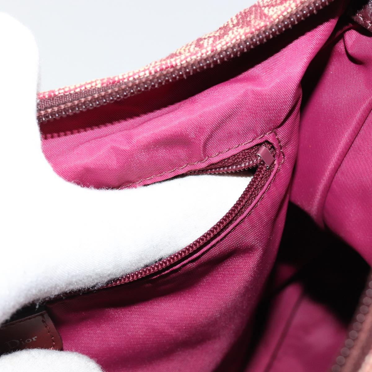 Christian Dior Trotter Canvas Shoulder Bag Red Silver Auth 183019A
