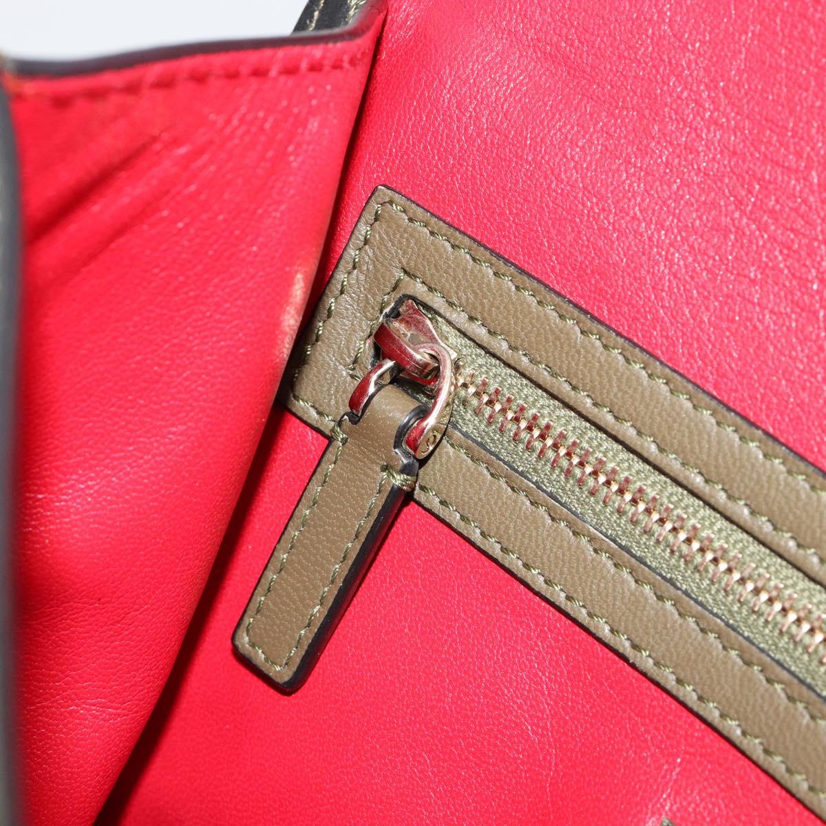 VALENTINO Chain Shoulder Bag Leather Green Gold Auth 183023A