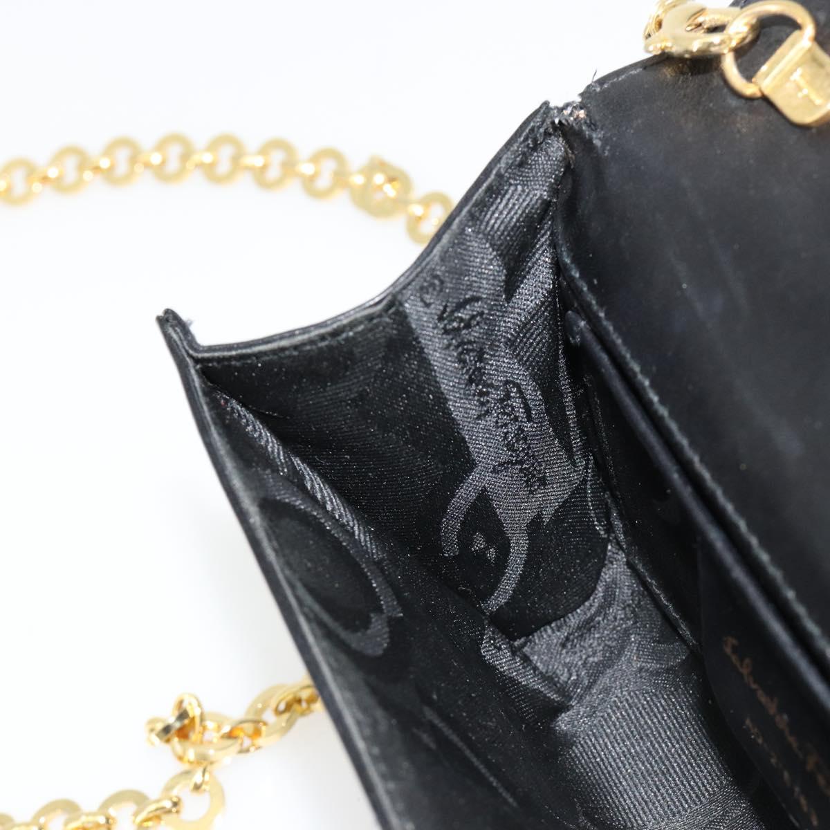 Salvatore Ferragamo Vala Chain Shoulder Bag Leather Black Gold Auth 183025