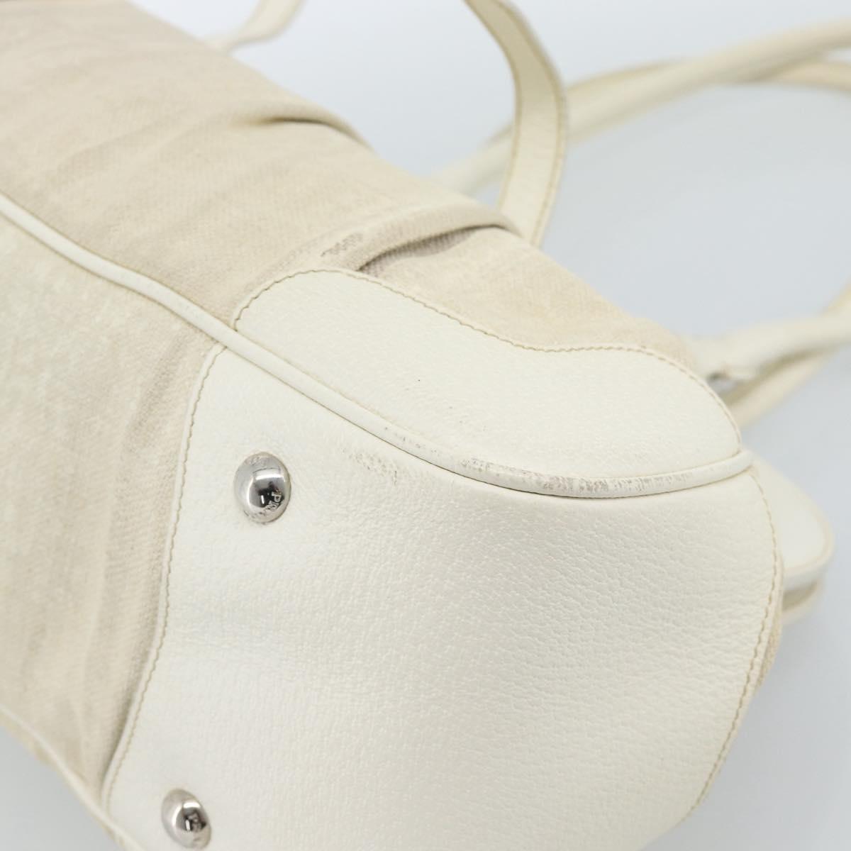 PRADA Tote Bag Canvas White Silver Auth 183028A