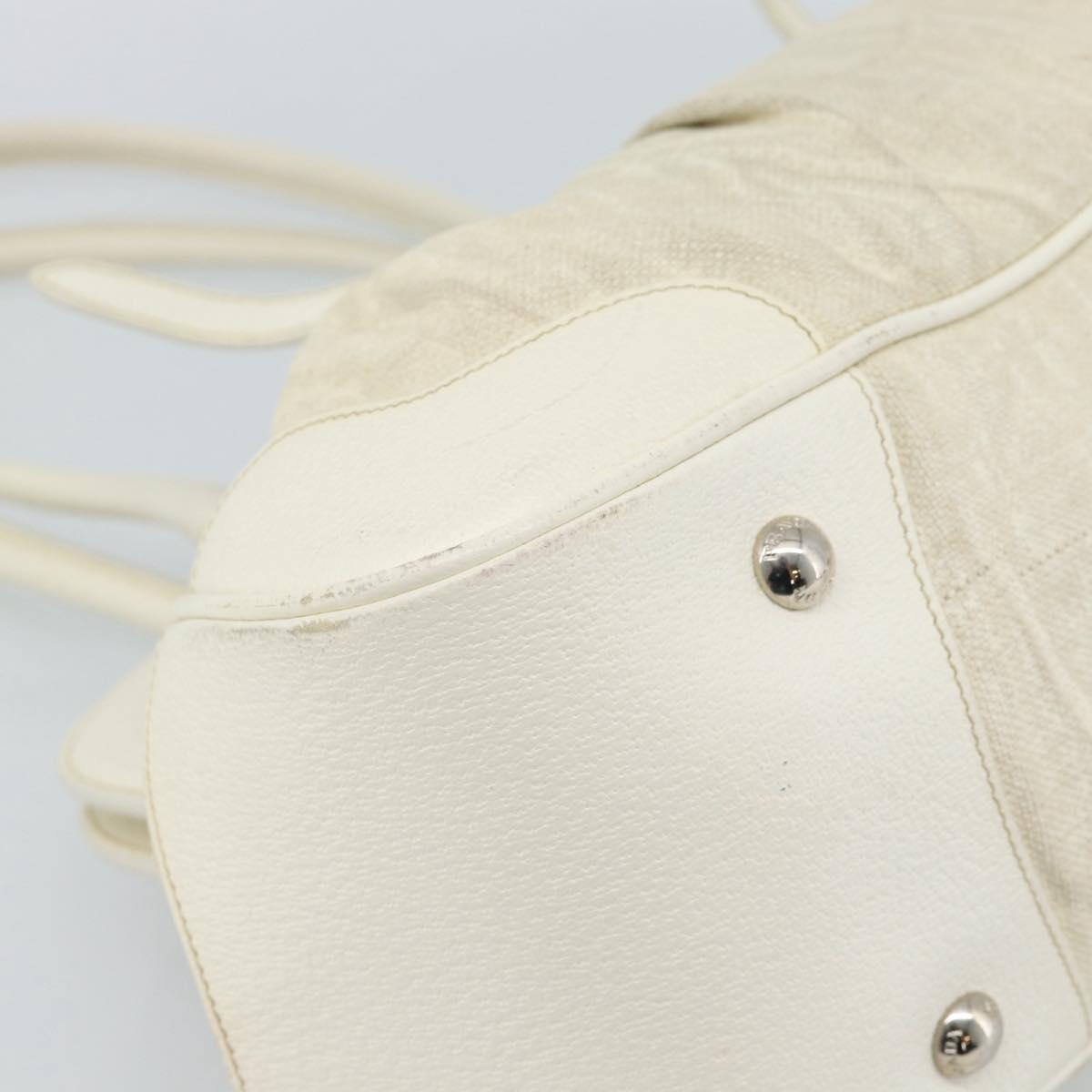 PRADA Tote Bag Canvas White Silver Auth 183028A