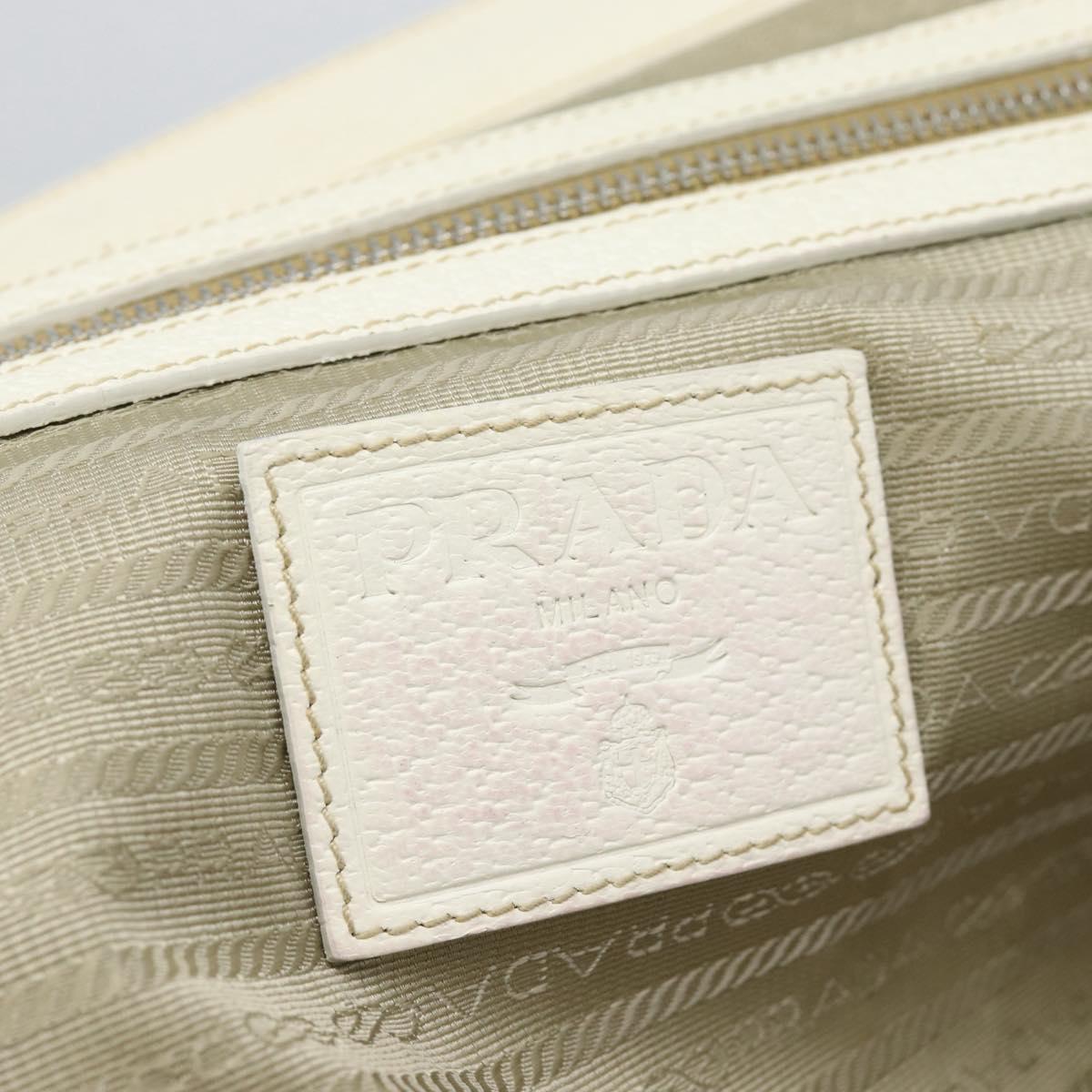 PRADA Tote Bag Canvas White Silver Auth 183028A