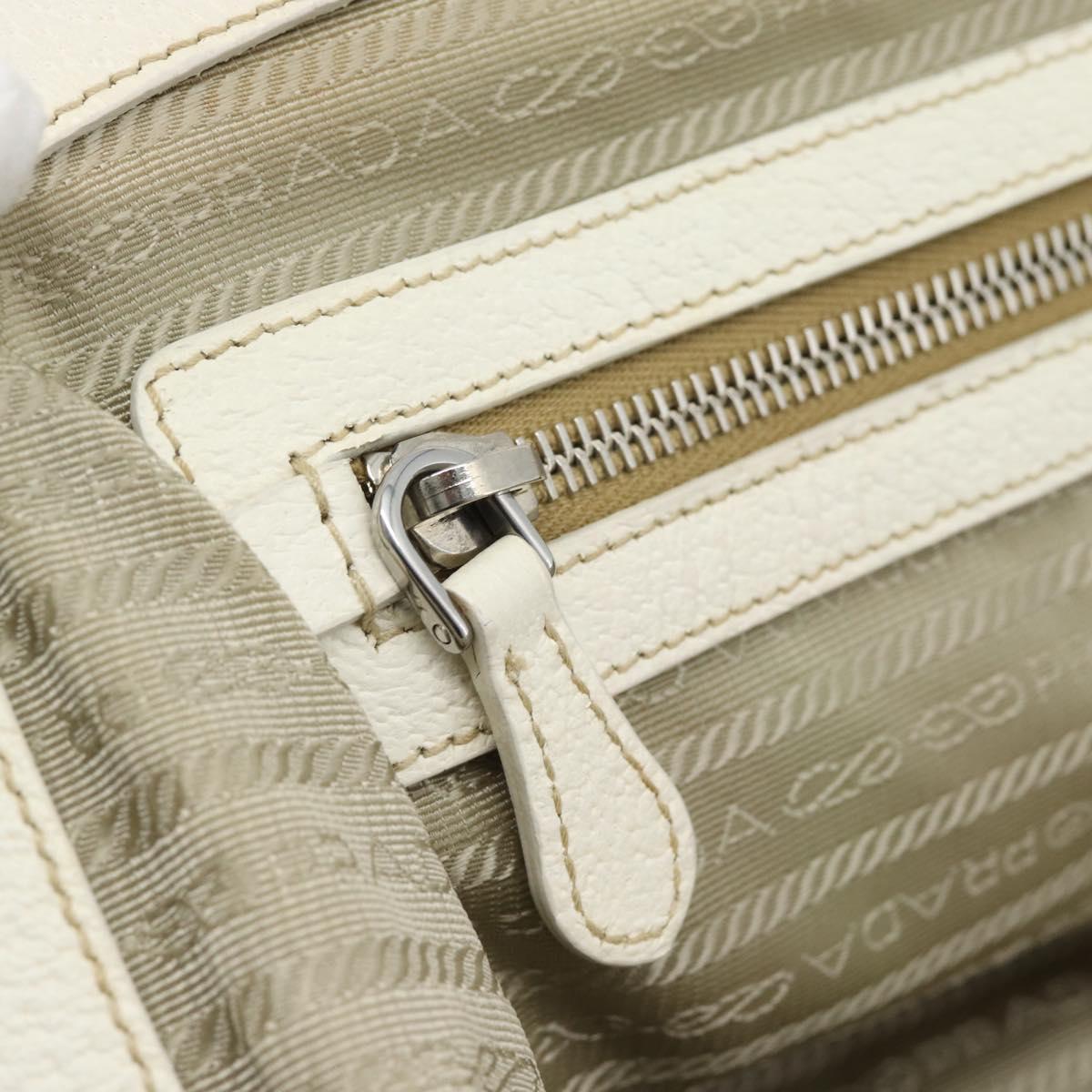 PRADA Tote Bag Canvas White Silver Auth 183028A