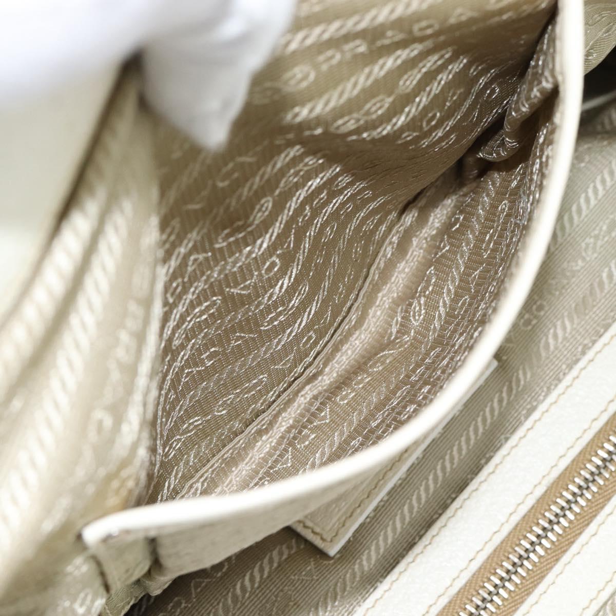 PRADA Tote Bag Canvas White Silver Auth 183028A