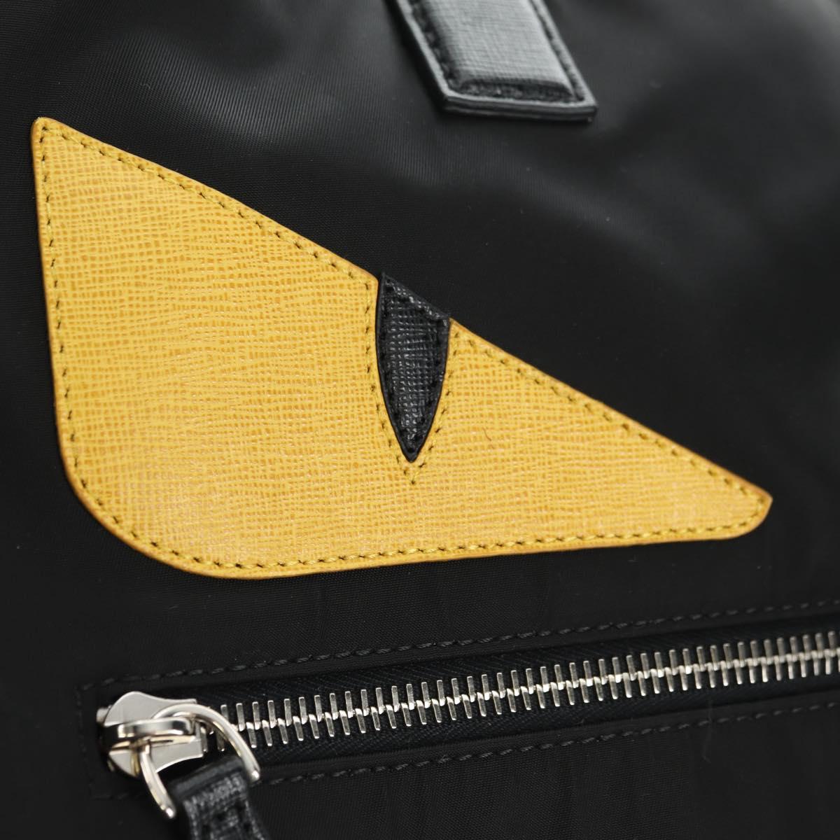 FENDI Monster Bugs Tote Bag Nylon Black Silver Auth 183030M