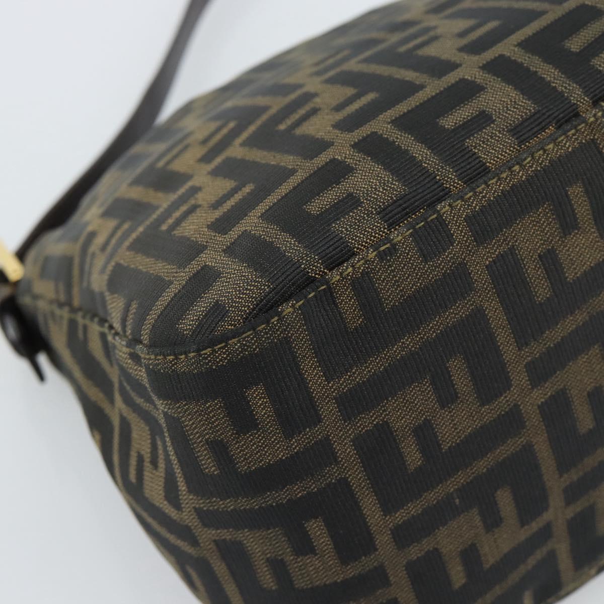 FENDI Zucca Canvas Mamma Baguette Shoulder Bag Black Brown Auth 183031V