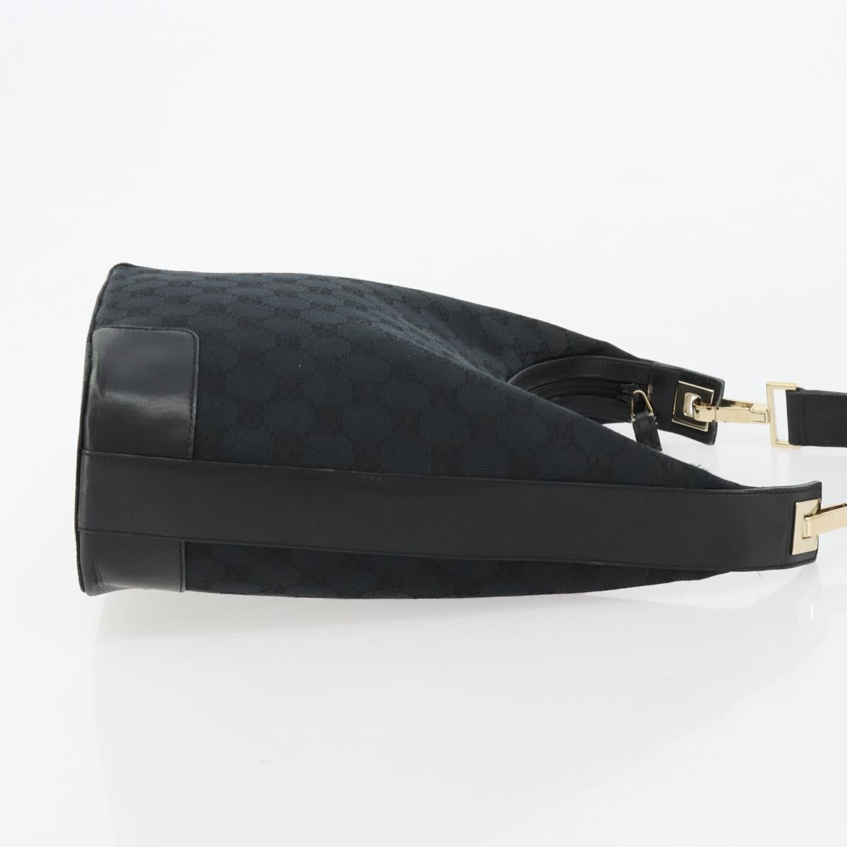 GUCCI GG Canvas Shoulder Bag Black Gold Auth 183032