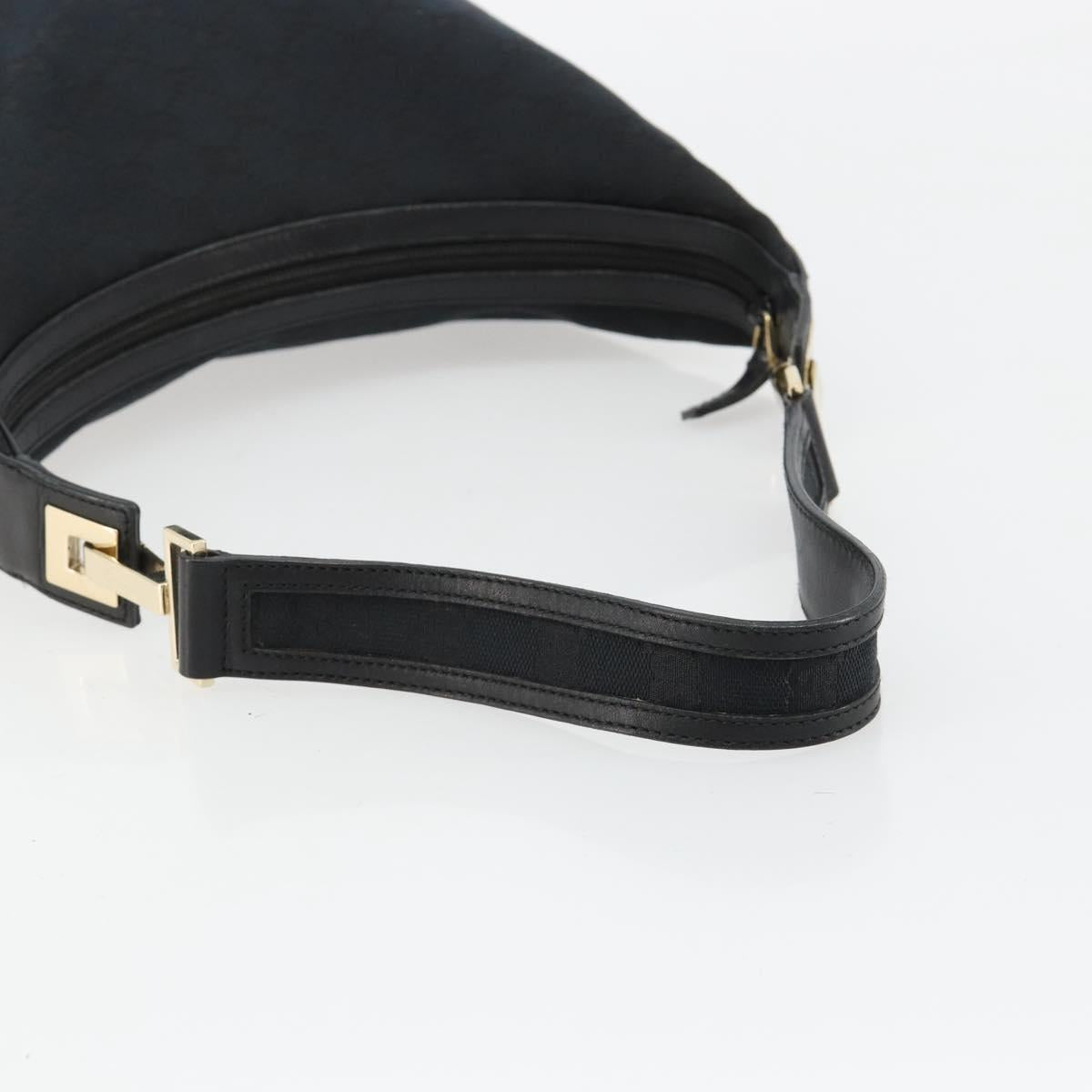 GUCCI GG Canvas Shoulder Bag Black Gold Auth 183032