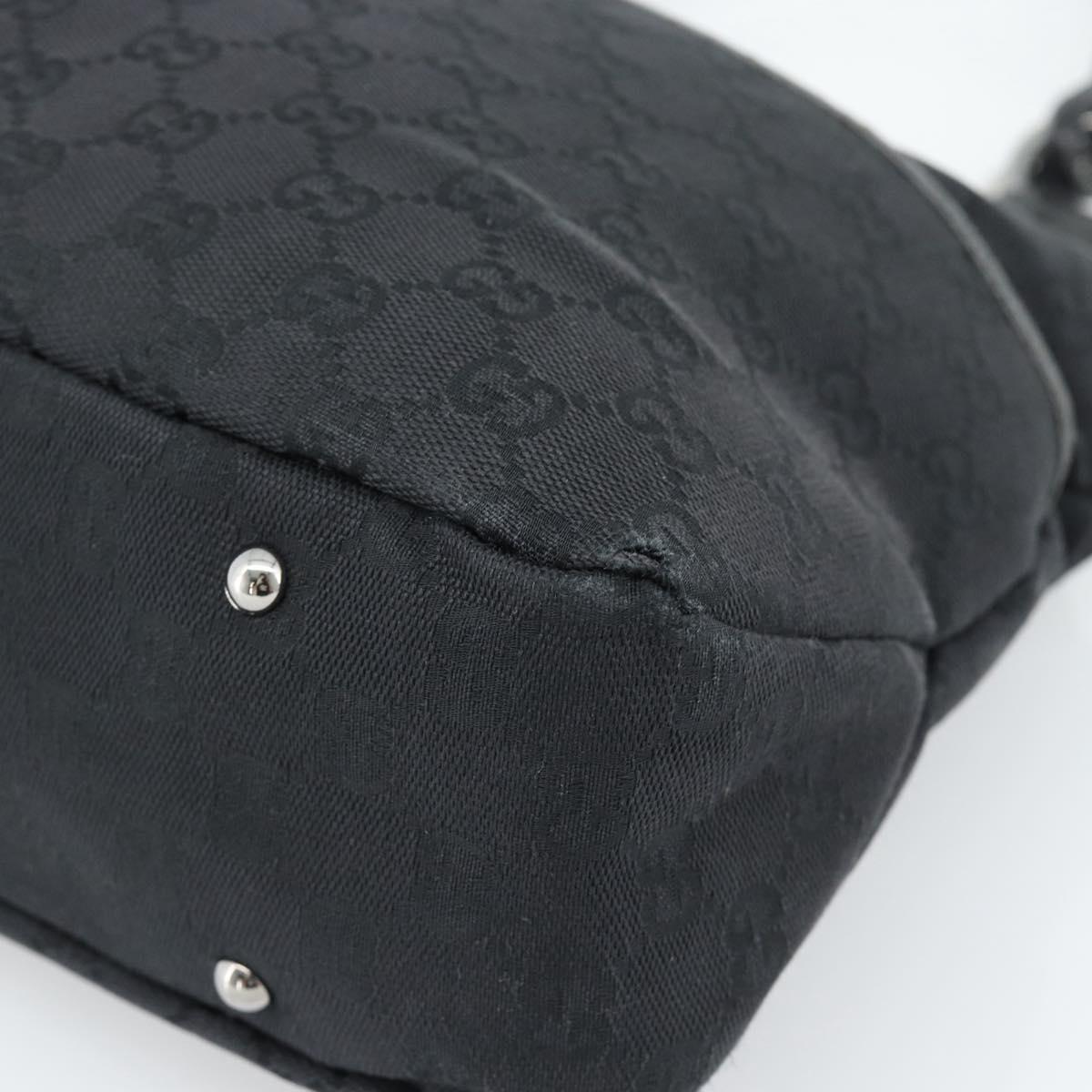 GUCCI GG Canvas Hand Bag Black Silver Auth 183035
