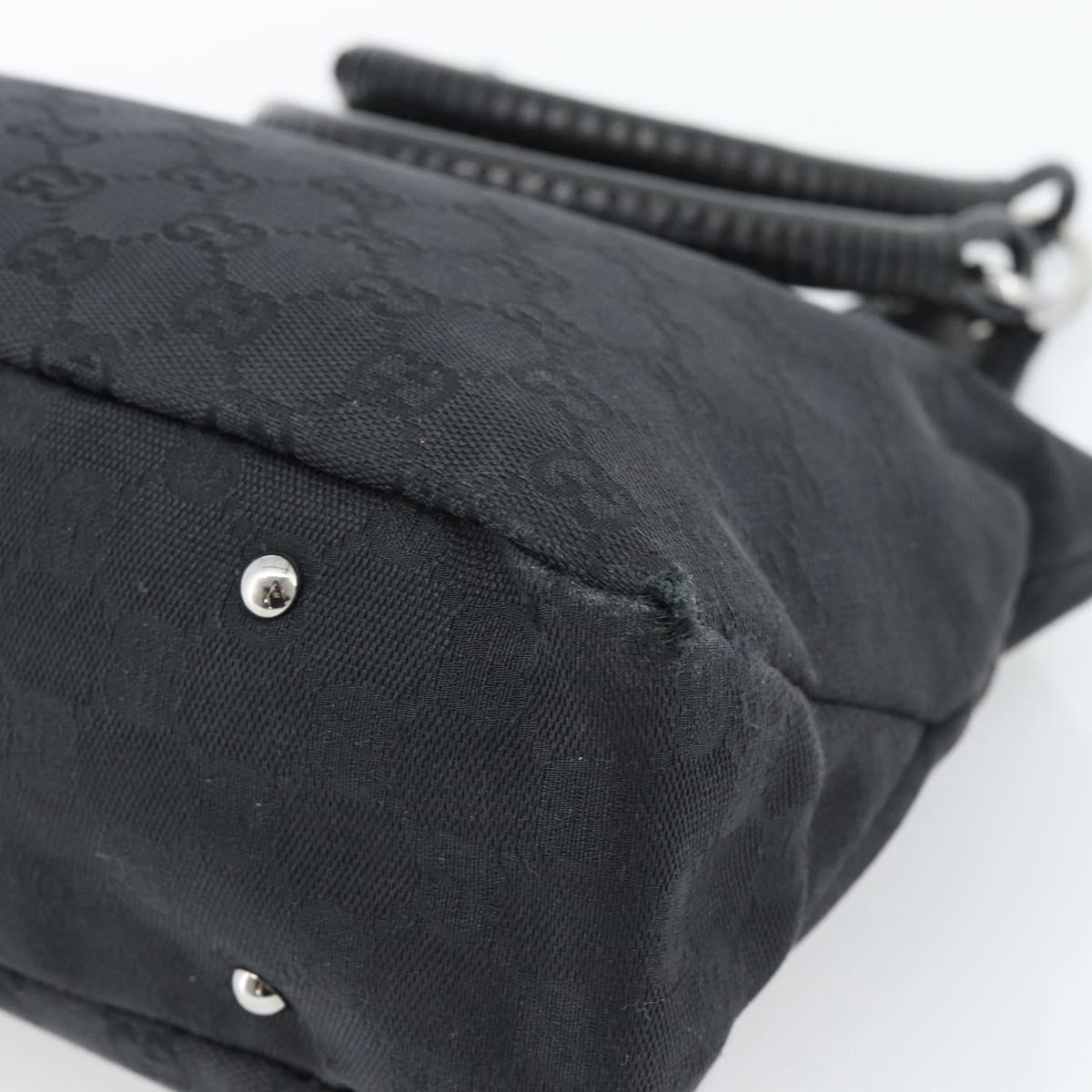 GUCCI GG Canvas Hand Bag Black Silver Auth 183035