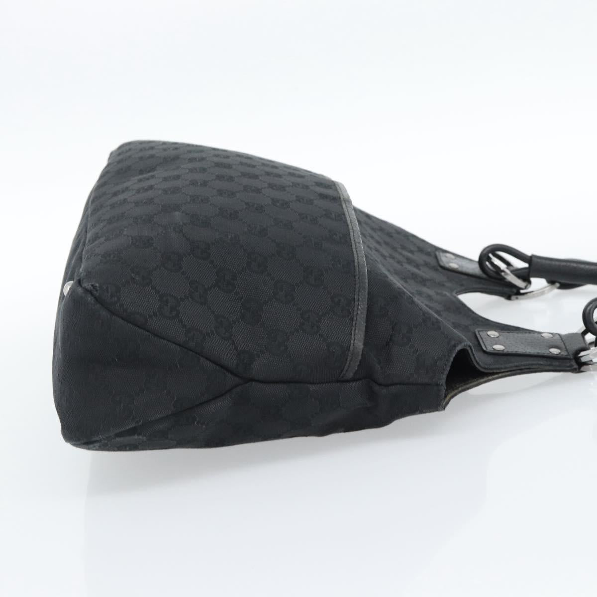 GUCCI GG Canvas Hand Bag Black Silver Auth 183035