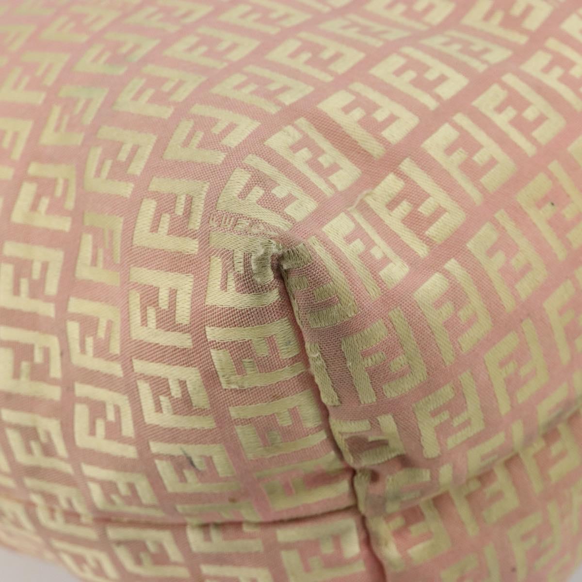 FENDI Zucchino Canvas Tote Bag Pink Gold Auth 183038A