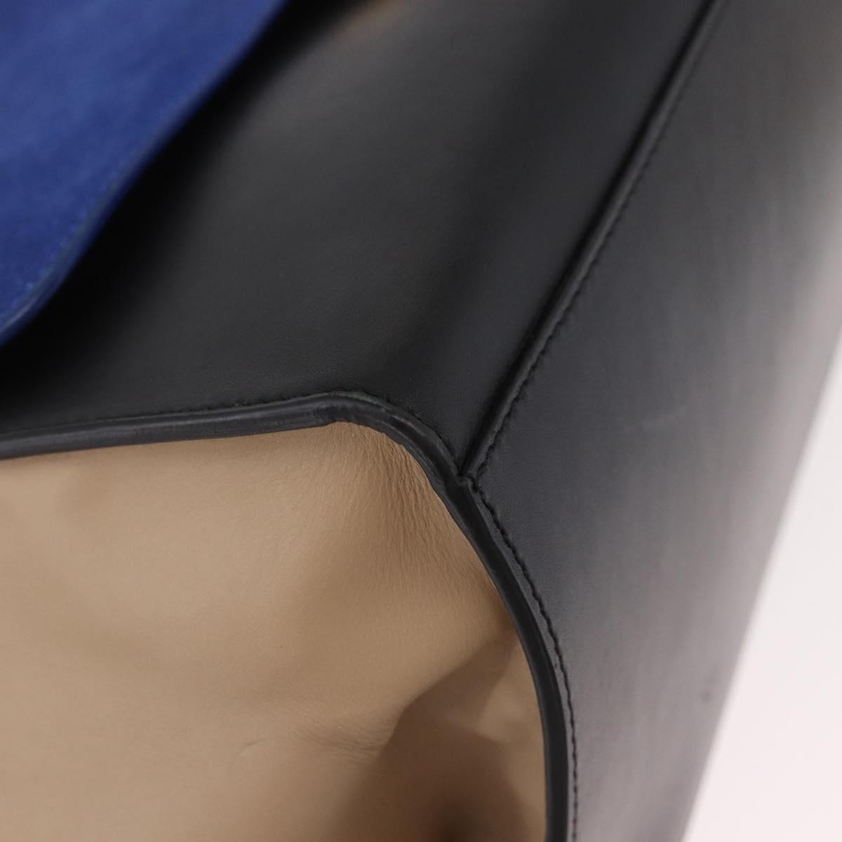 CELINE Trapeze Hand Bag Leather 2way Black Gold Auth 183043