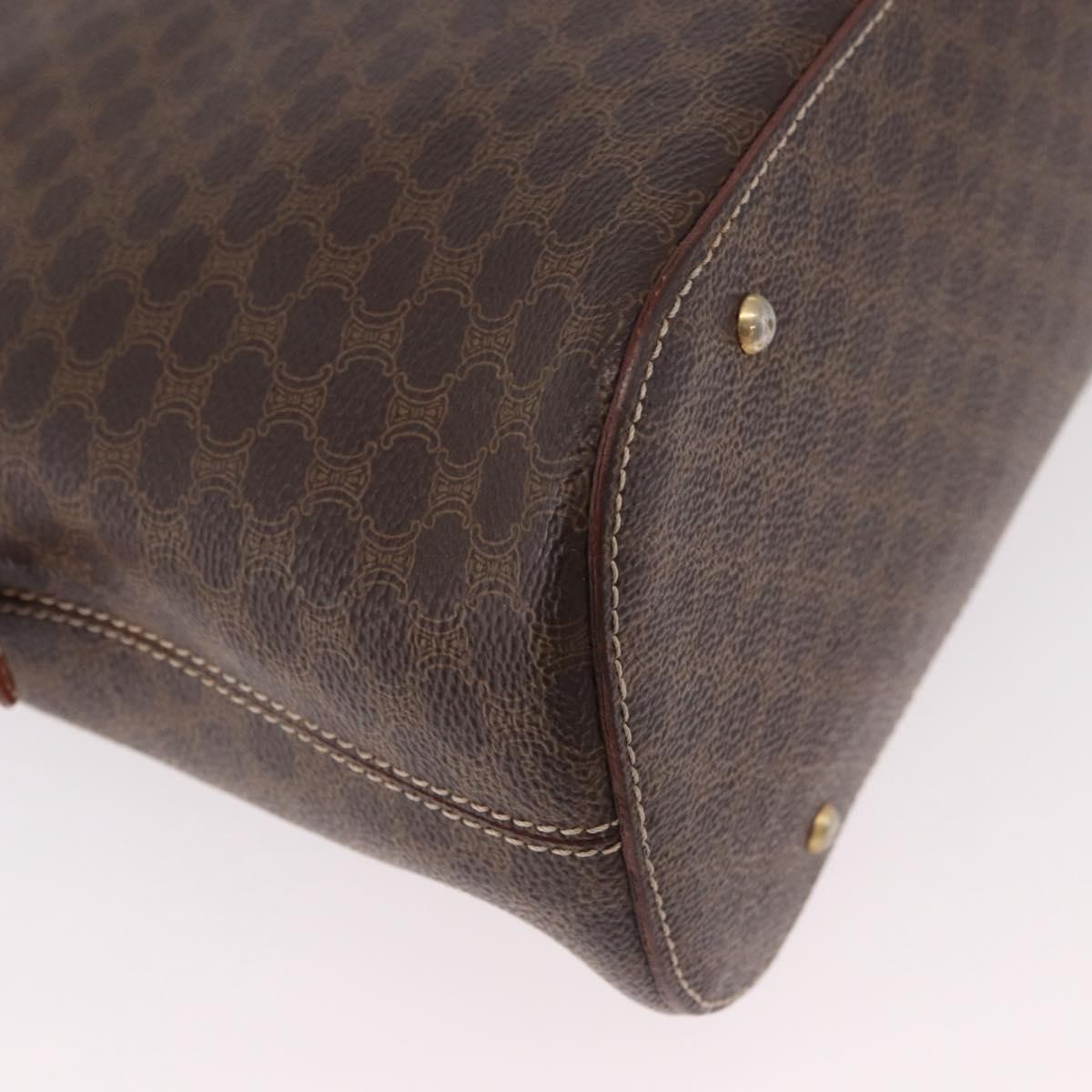 CELINE Macadam Canvas Hand Bag PVC Leather 2way Brown Gold Auth 183047