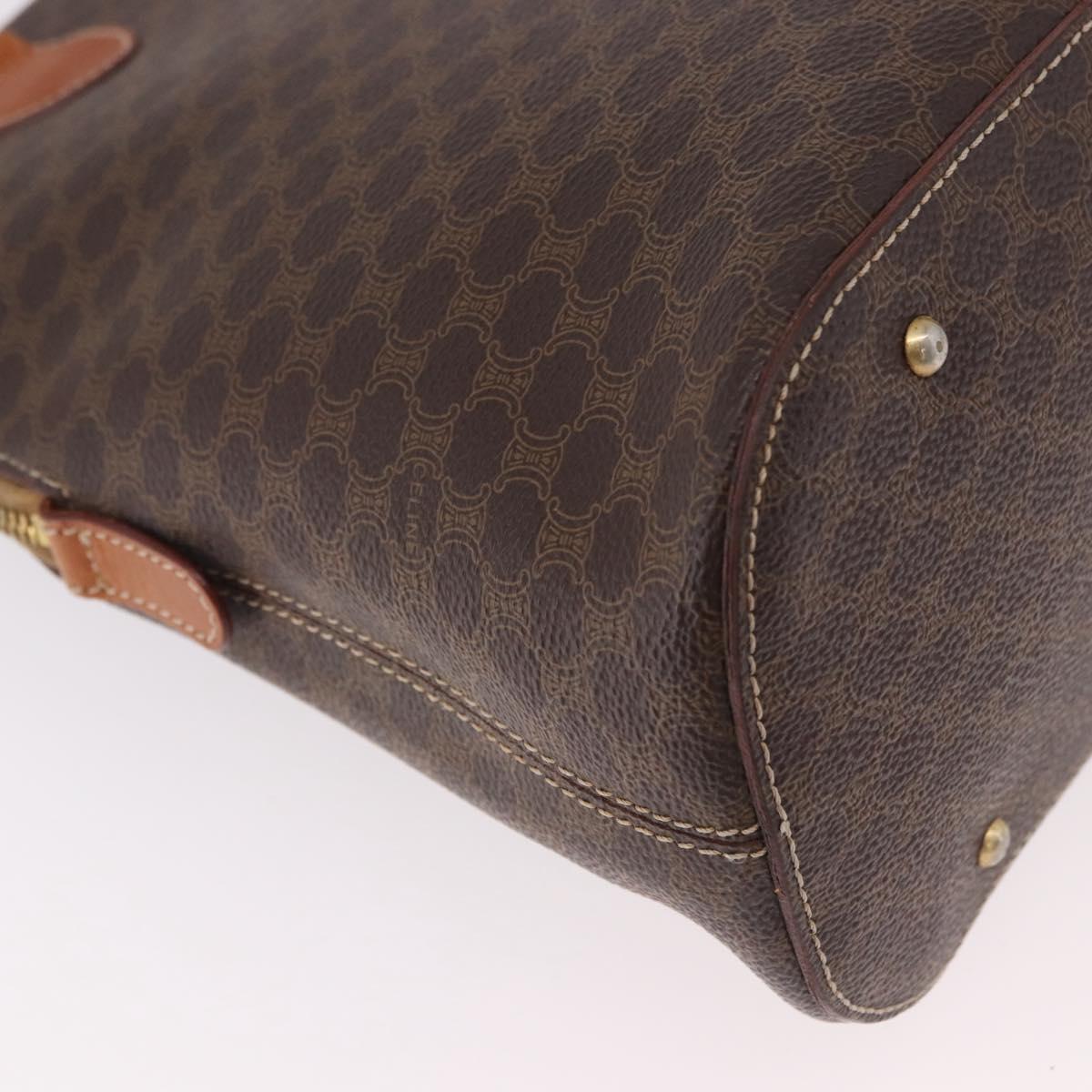 CELINE Macadam Canvas Hand Bag PVC Leather 2way Brown Gold Auth 183047