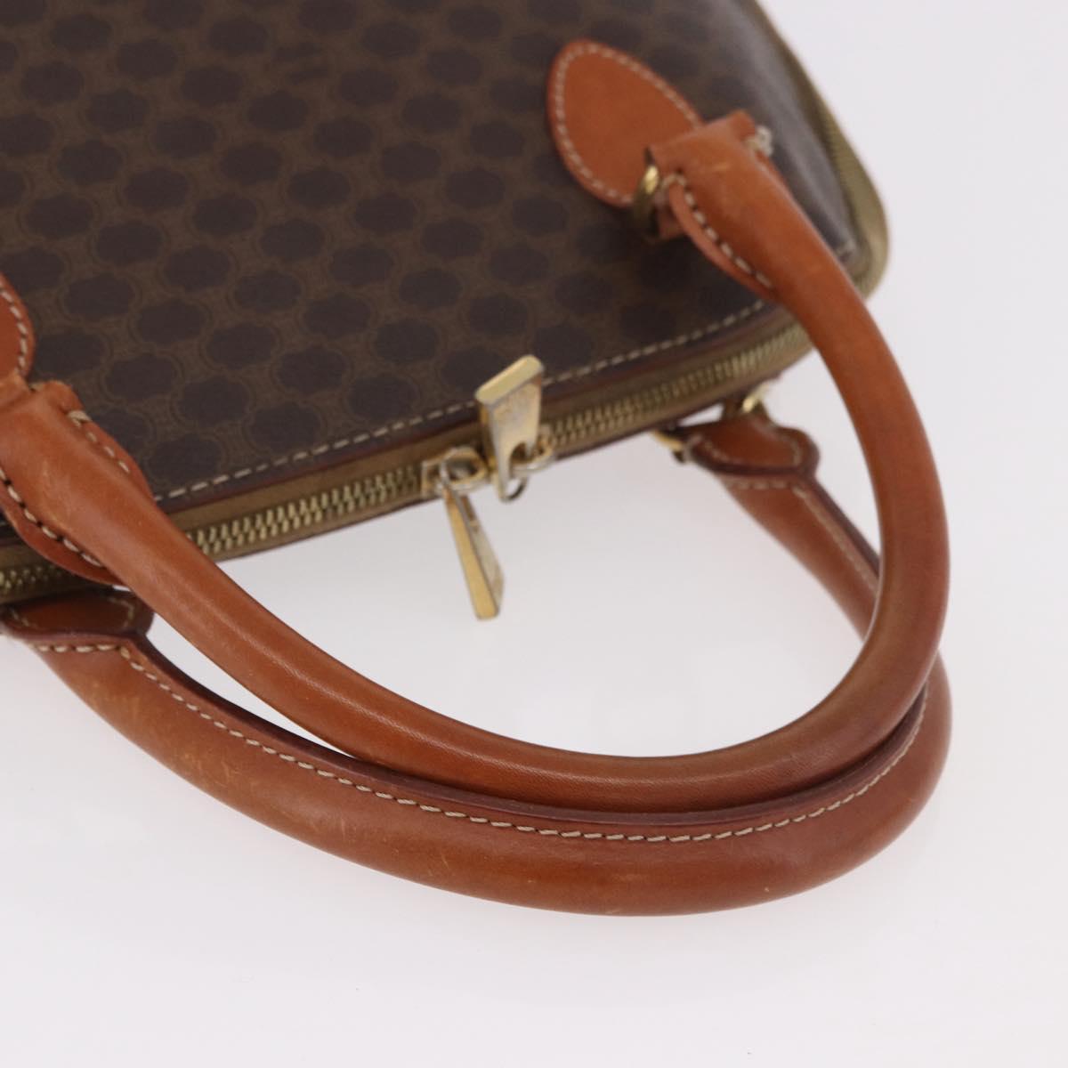CELINE Macadam Canvas Hand Bag PVC Leather 2way Brown Gold Auth 183047
