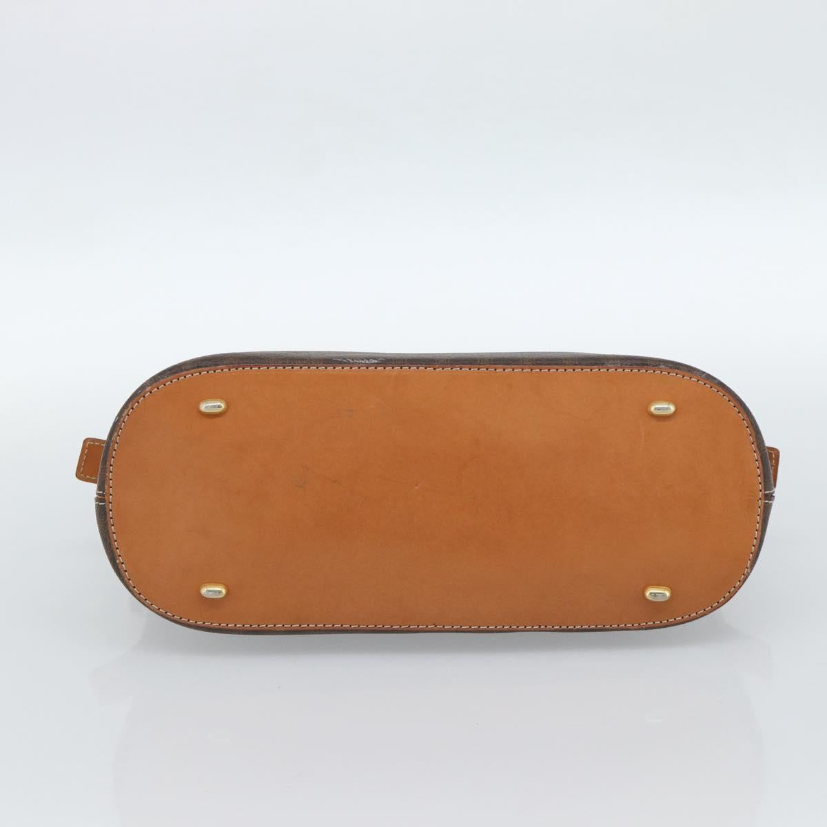 CELINE Macadam Canvas Hand Bag PVC Leather 2way Brown Gold Auth 183049