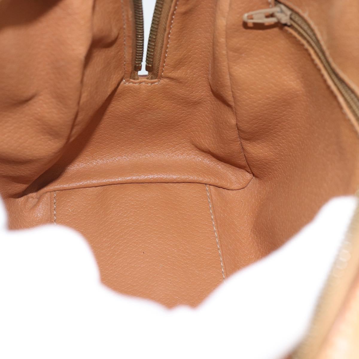 CELINE Macadam Canvas Boston Bag PVC Leather Brown Gold Auth 183050