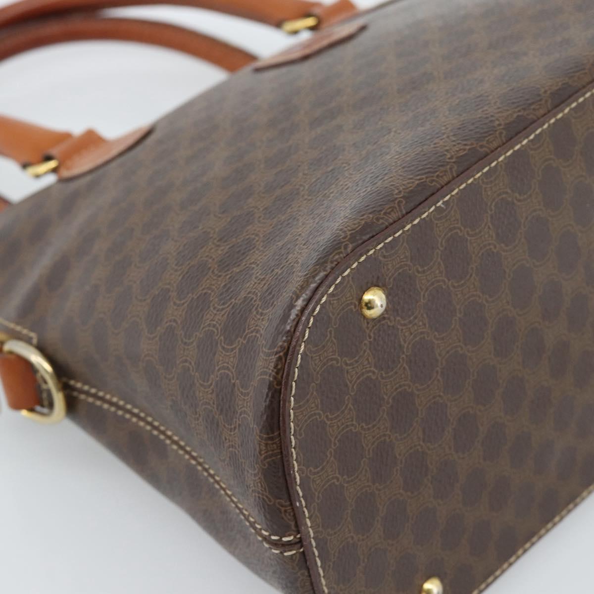 CELINE Macadam Canvas Hand Bag PVC Leather 2way Brown Gold Auth 183051