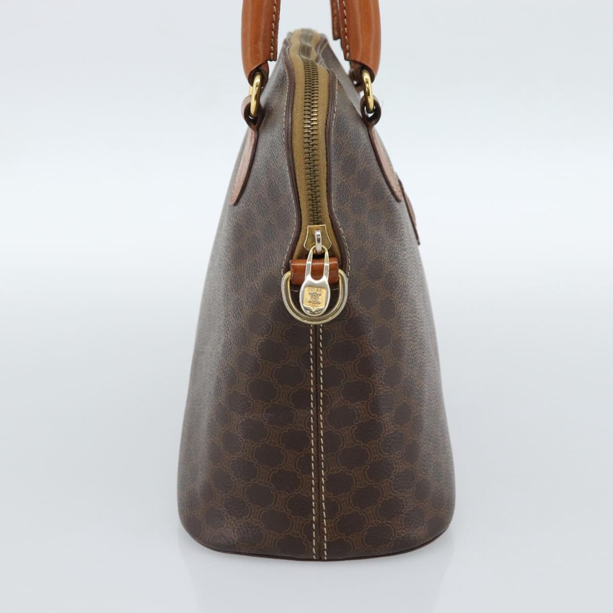 CELINE Macadam Canvas Hand Bag PVC Leather 2way Brown Gold Auth 183051