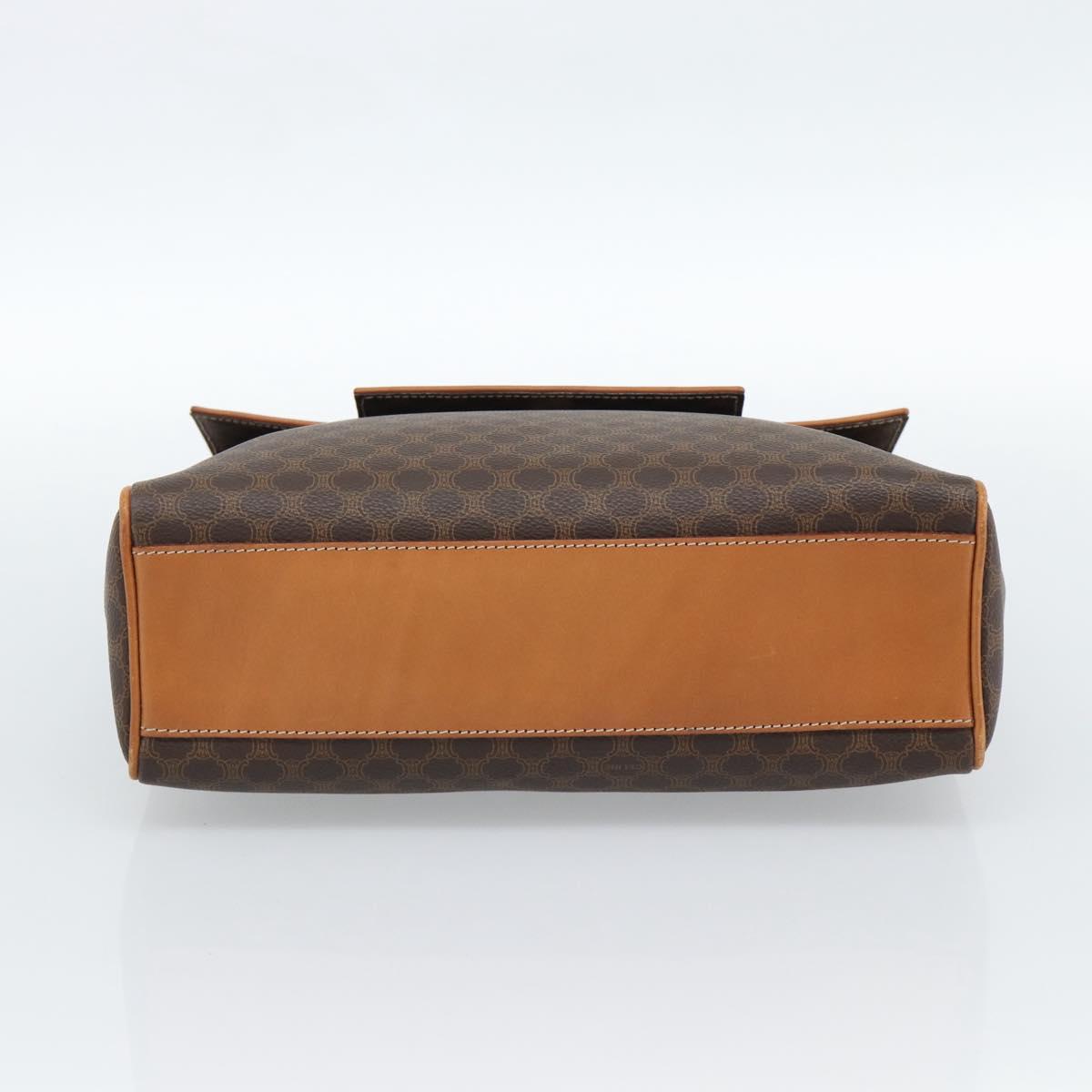 CELINE Macadam Canvas Hand Bag PVC Leather Brown Gold Auth 183052V