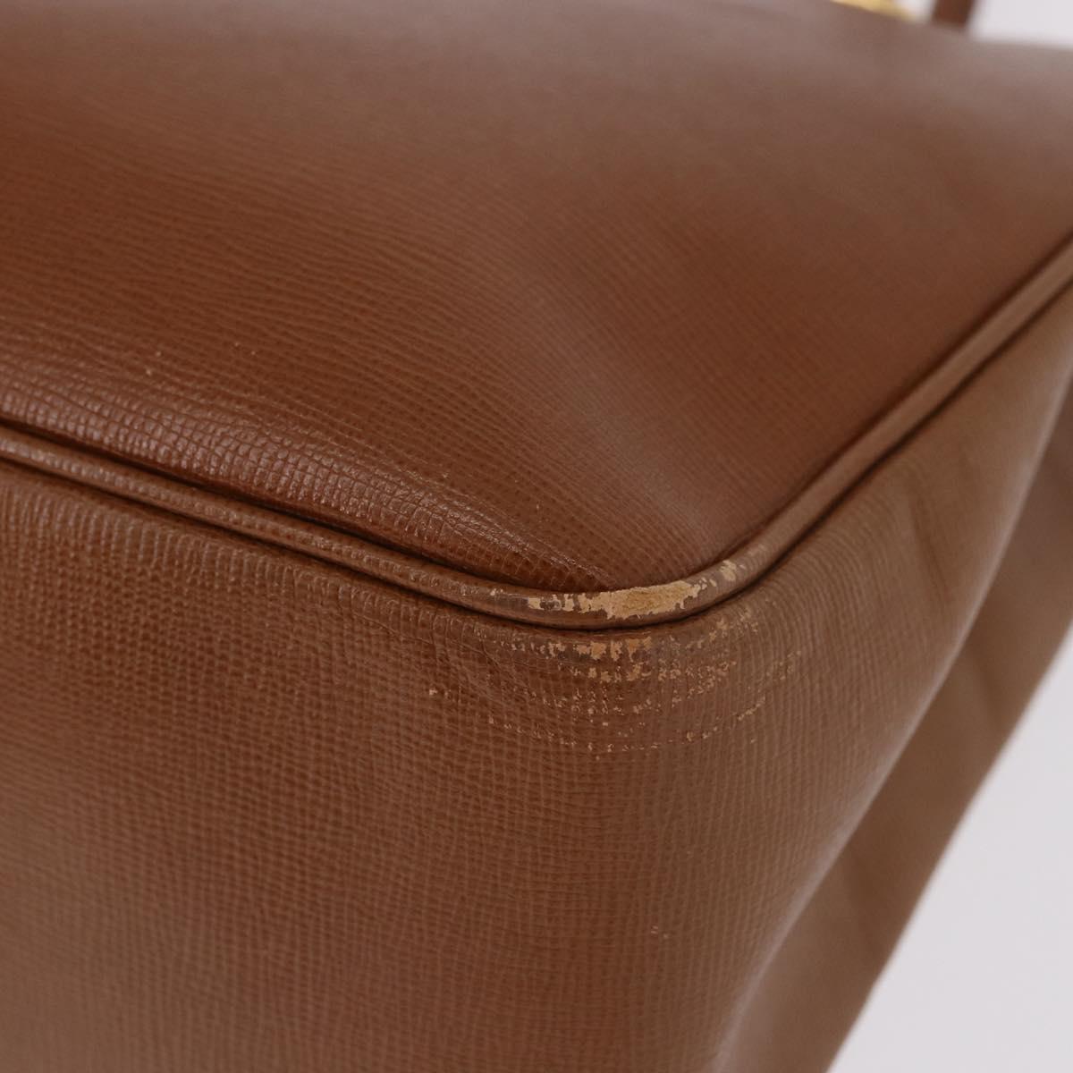 Burberrys Tote Bag Leather Beige Gold Auth 183056