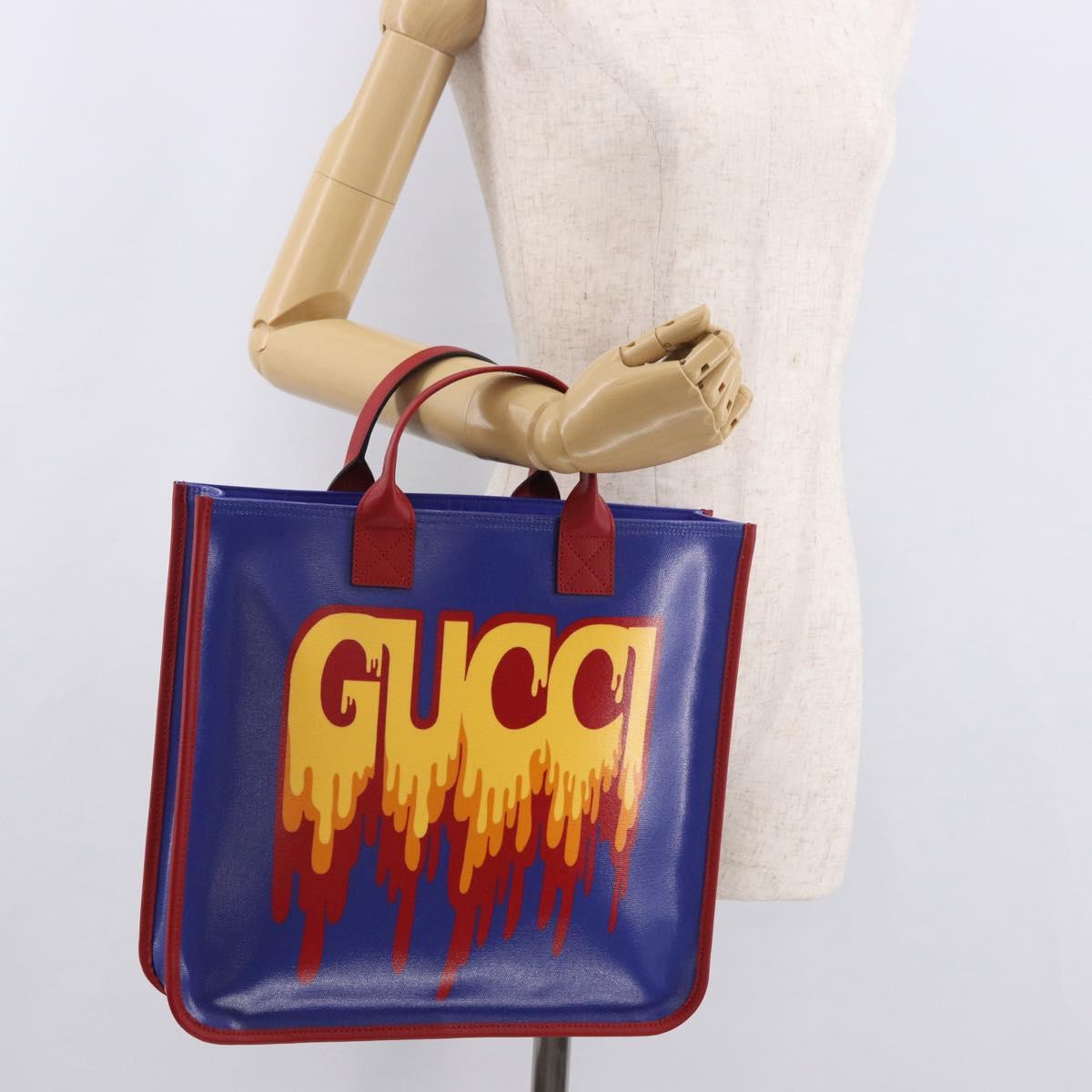 GUCCI Hand Bag PVC Blue Red 550763 Auth 183061M