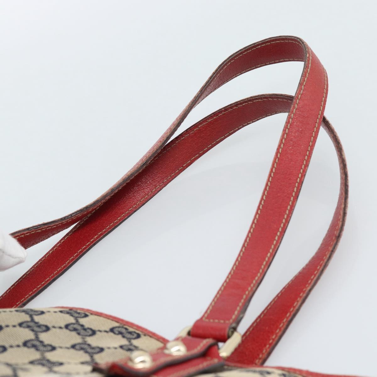 GUCCI GG Canvas Sherry Line Tote Bag Navy Gold 137396 Auth 183069