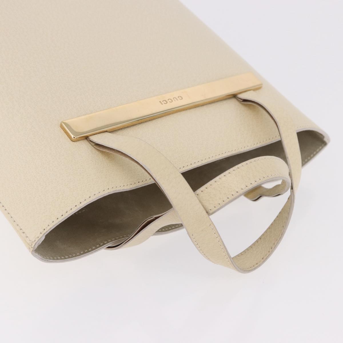 GUCCI Hand Bag Leather Ivory Gold 000 2058 0558 0 Auth 183070