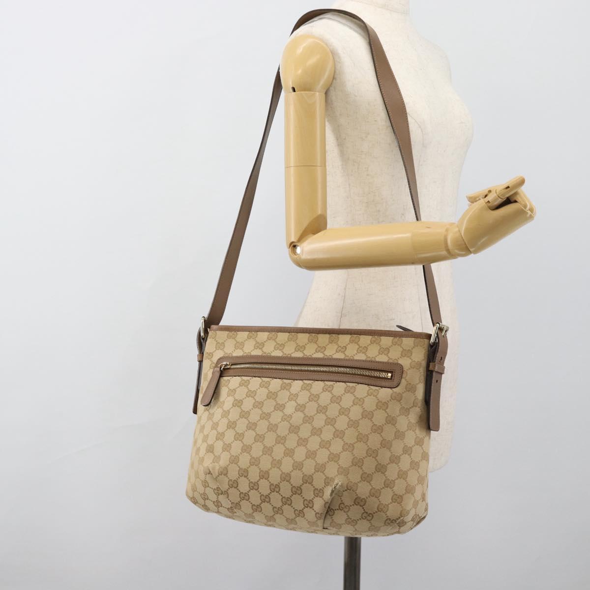 GUCCI GG Canvas Shoulder Bag Outlet Beige Gold 388930 Auth 183071