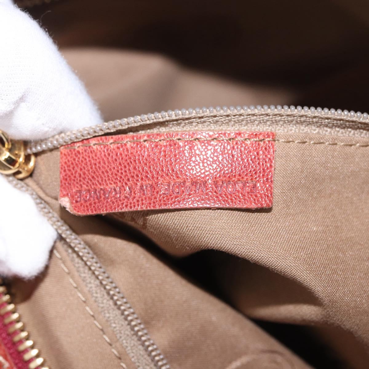 CARTIER Hand Bag Leather Brown Gold Auth 183074A