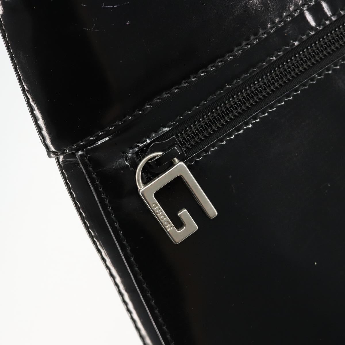 GUCCI Shoulder Bag Patent Leather Black Silver 002 2113 0416 Auth 183078