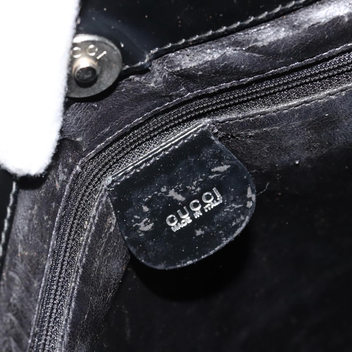 GUCCI Shoulder Bag Patent Leather Black Silver 002 2113 0416 Auth 183078