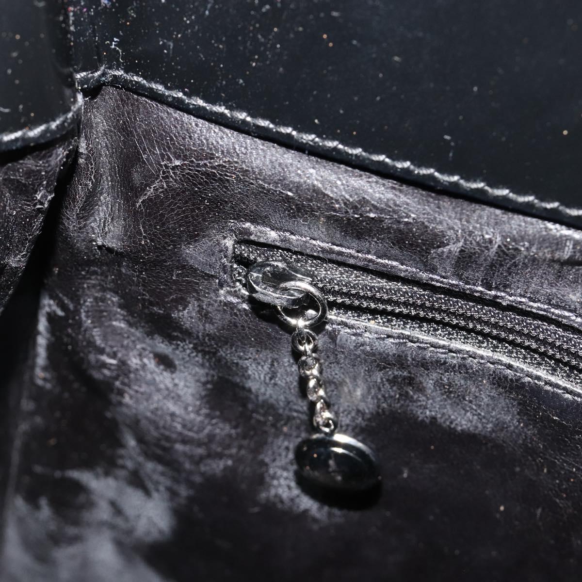 GUCCI Shoulder Bag Patent Leather Black Silver 002 2113 0416 Auth 183078
