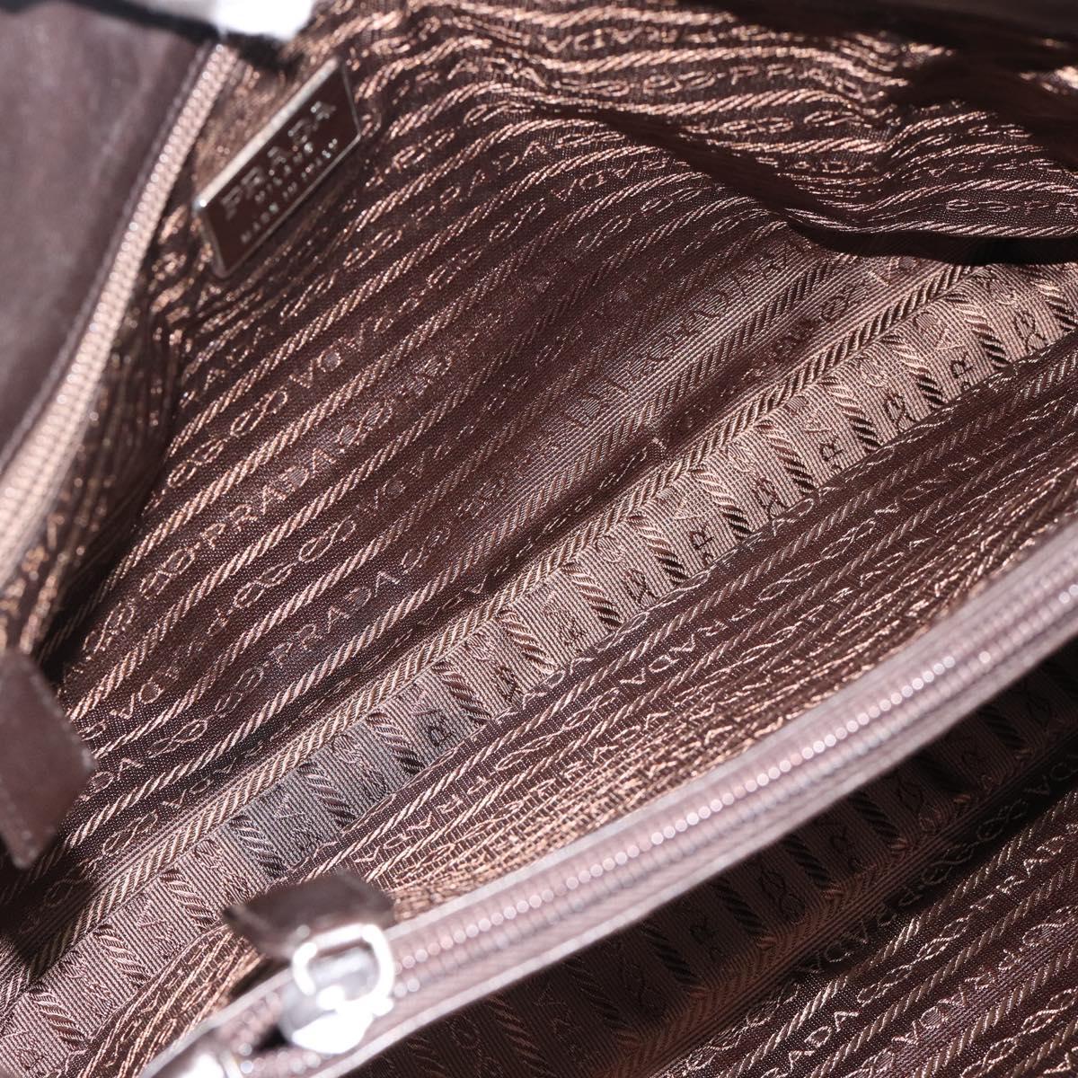 PRADA Plastic Chain Shoulder Tote Bag Leather Brown Silver Auth 183079A