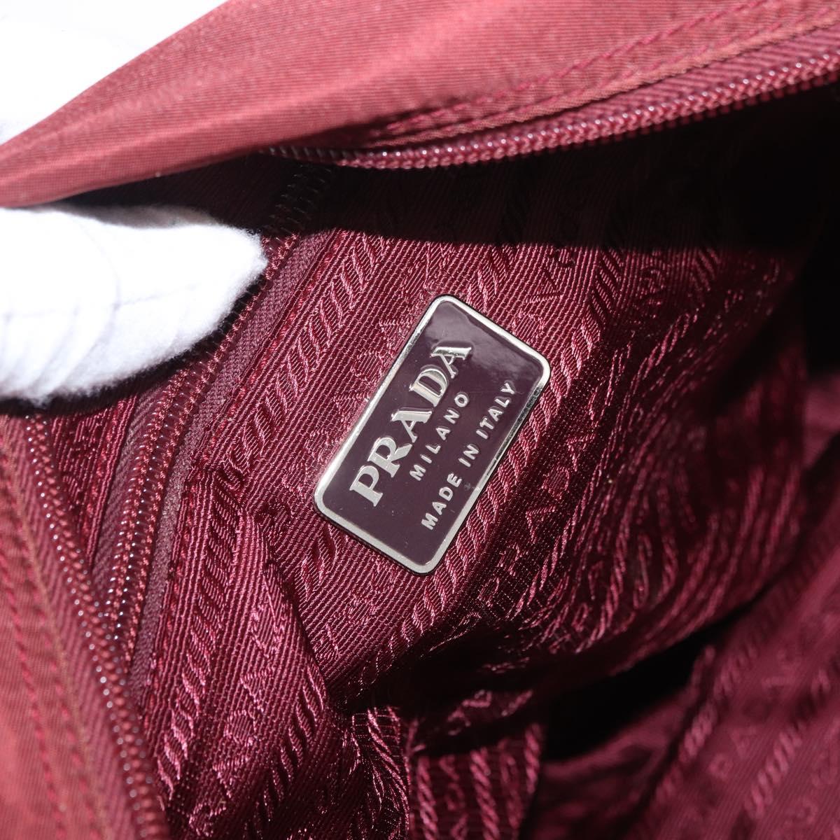 PRADA Shoulder Bag Nylon Red Silver Auth 183081A