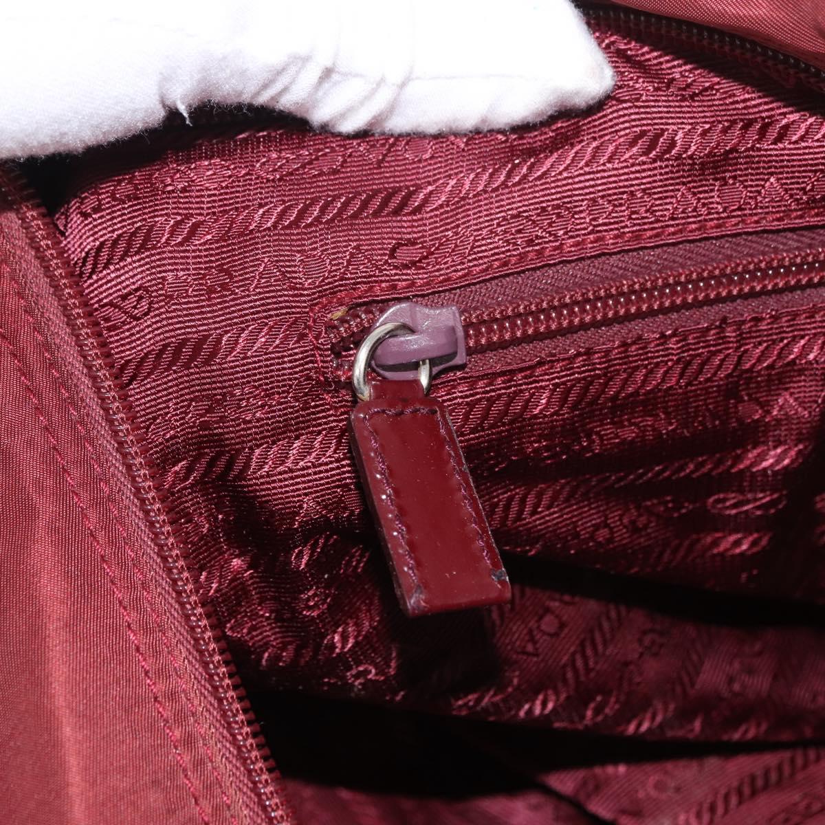 PRADA Shoulder Bag Nylon Red Silver Auth 183081A