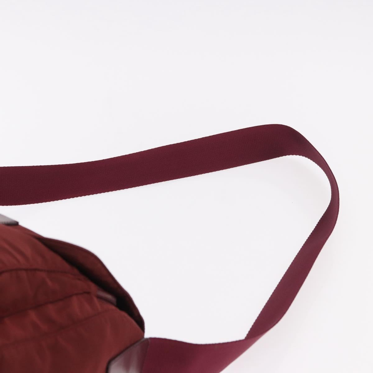 PRADA Shoulder Bag Nylon Red Silver Auth 183081A