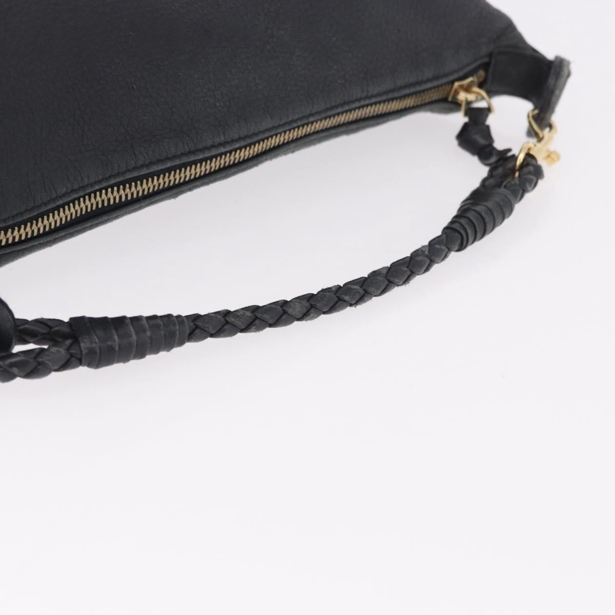 BOTTEGA VENETA Shoulder Bag Leather Black Gold Auth 183082A