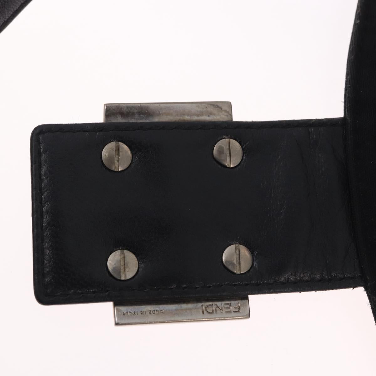 FENDI Mamma Baguette Shoulder Bag Cotton Jersey Black Silver Auth 183088