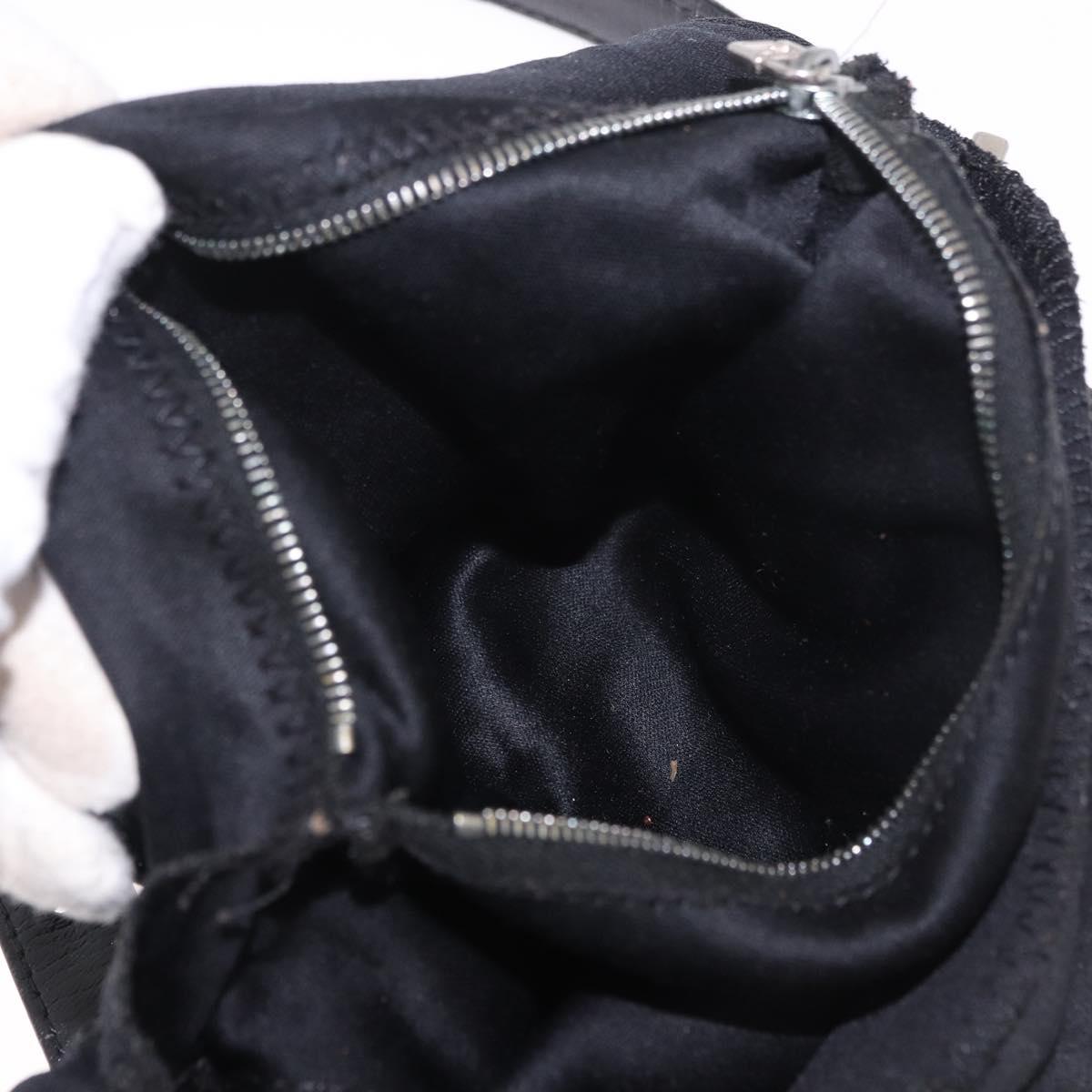 FENDI Mamma Baguette Shoulder Bag Cotton Jersey Black Silver Auth 183088