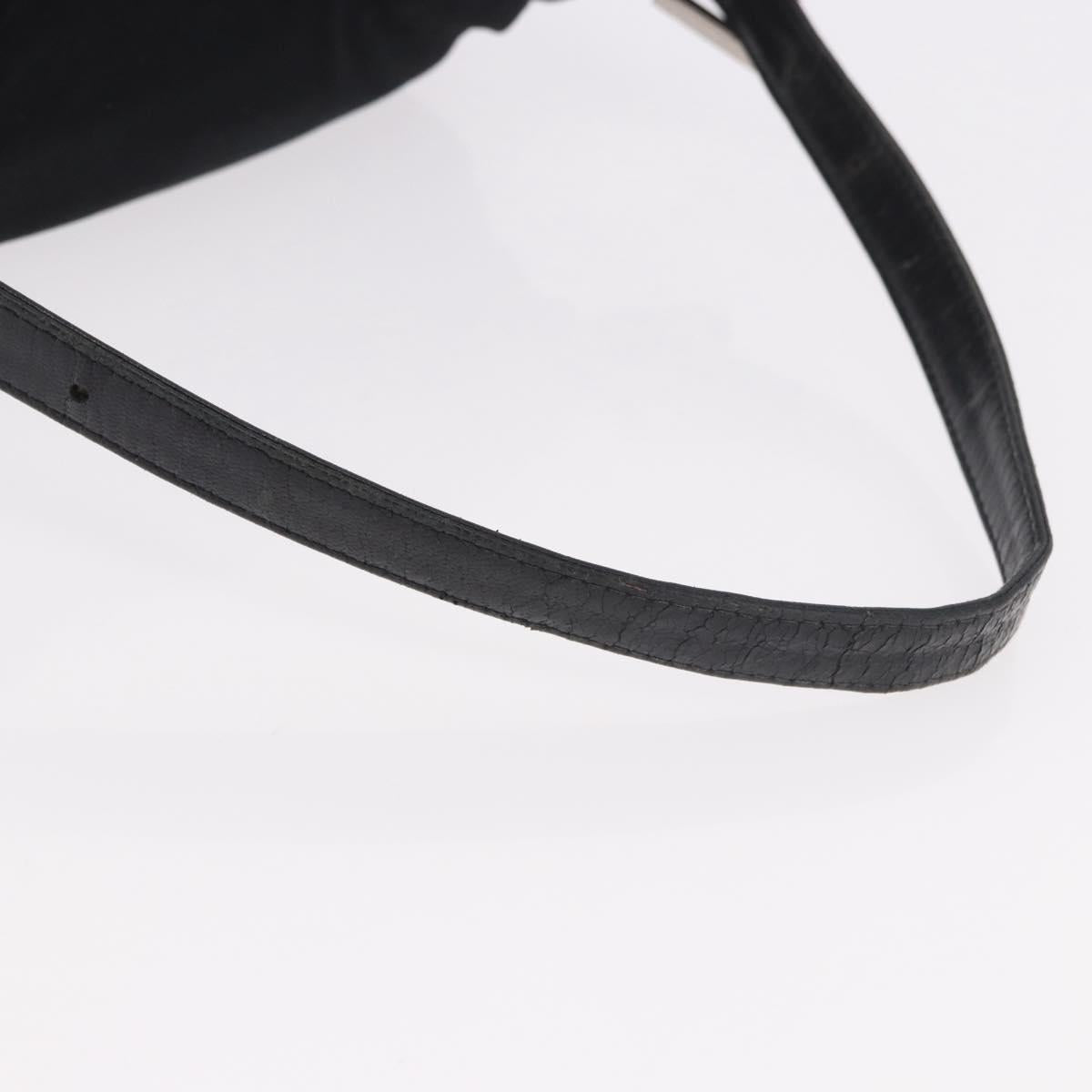 FENDI Mamma Baguette Shoulder Bag Cotton Jersey Black Silver Auth 183088