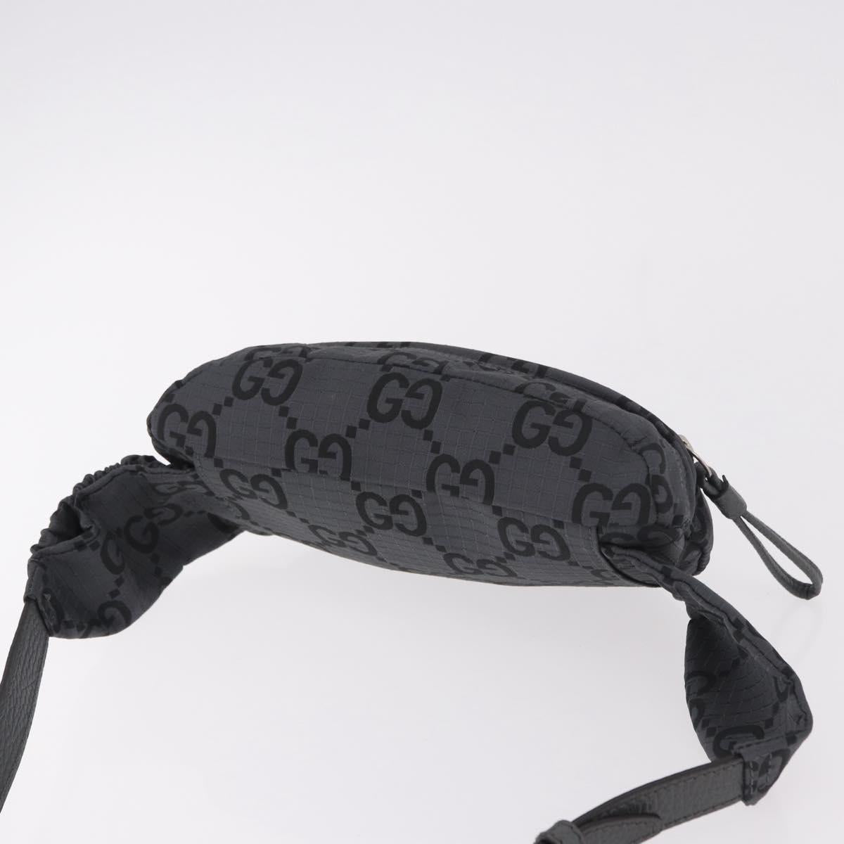 GUCCI GG Canvas Waist bag Gray Silver 767934 Auth 183092M