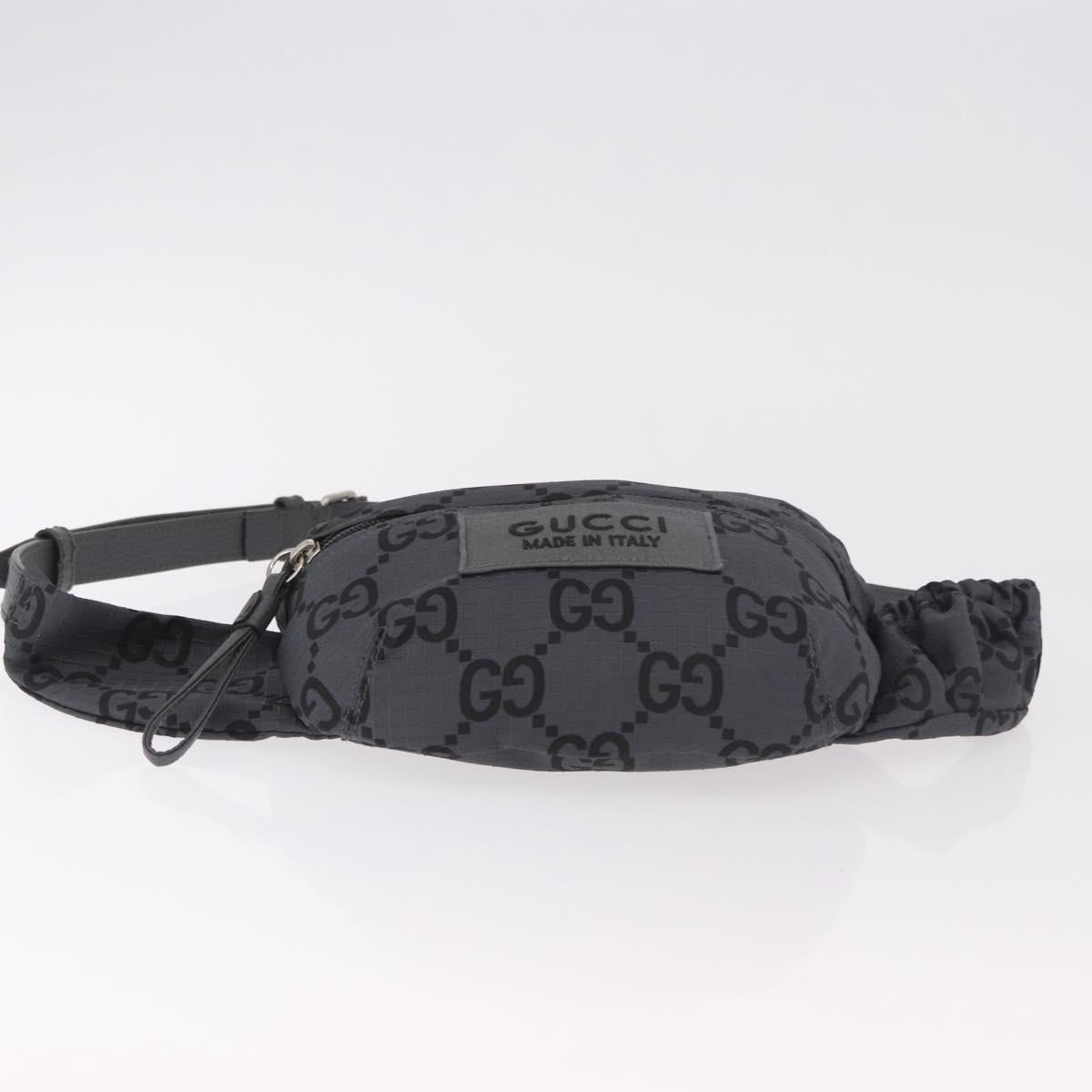 GUCCI GG Canvas Waist bag Gray Silver 767934 Auth 183092M