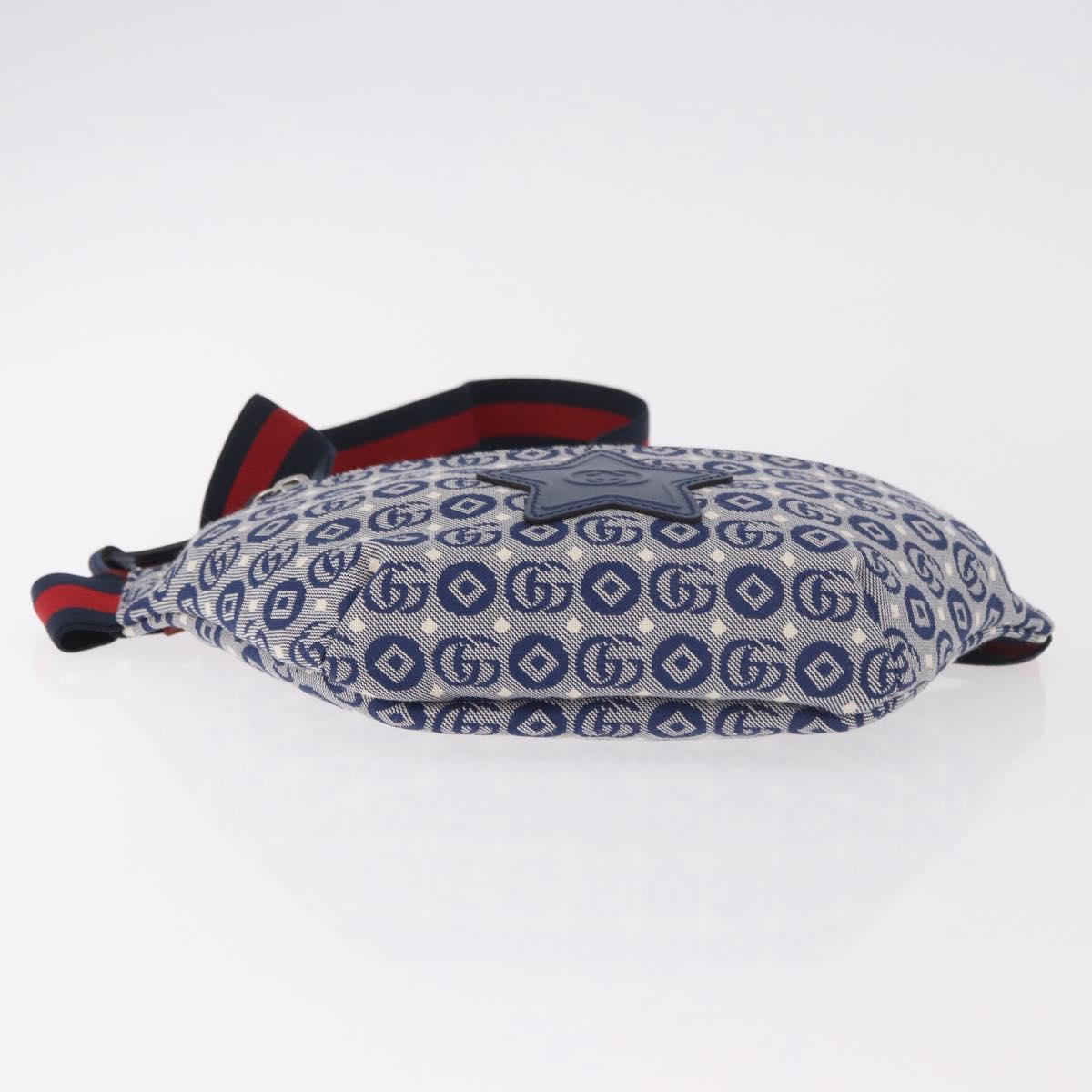 GUCCI Sherry Line Waist bag Canvas Navy Silver Red 502095 Auth 183093M