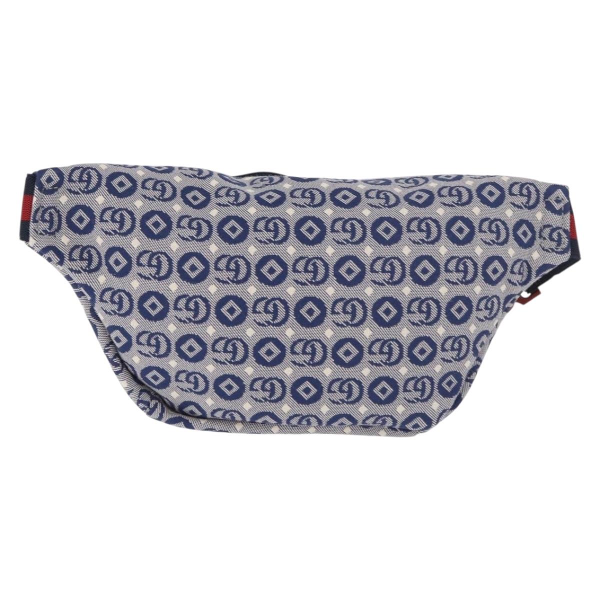 GUCCI Sherry Line Waist bag Canvas Navy Silver Red 502095 Auth 183094M