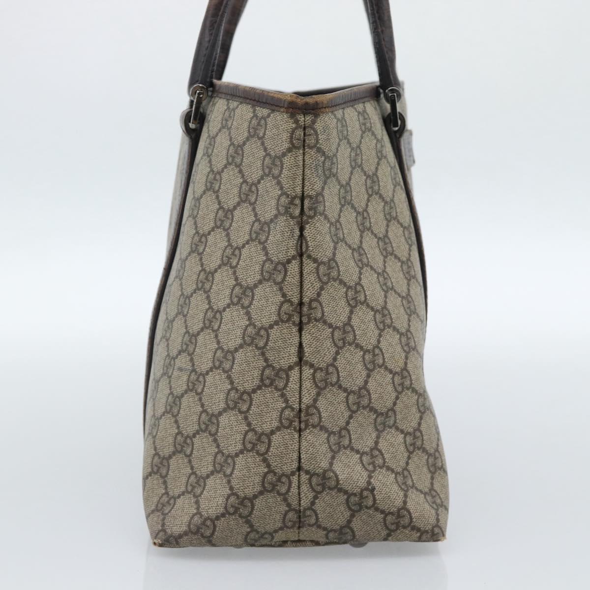 GUCCI GG Supreme Tote Bag PVC Beige Silver 114595 Auth 183097