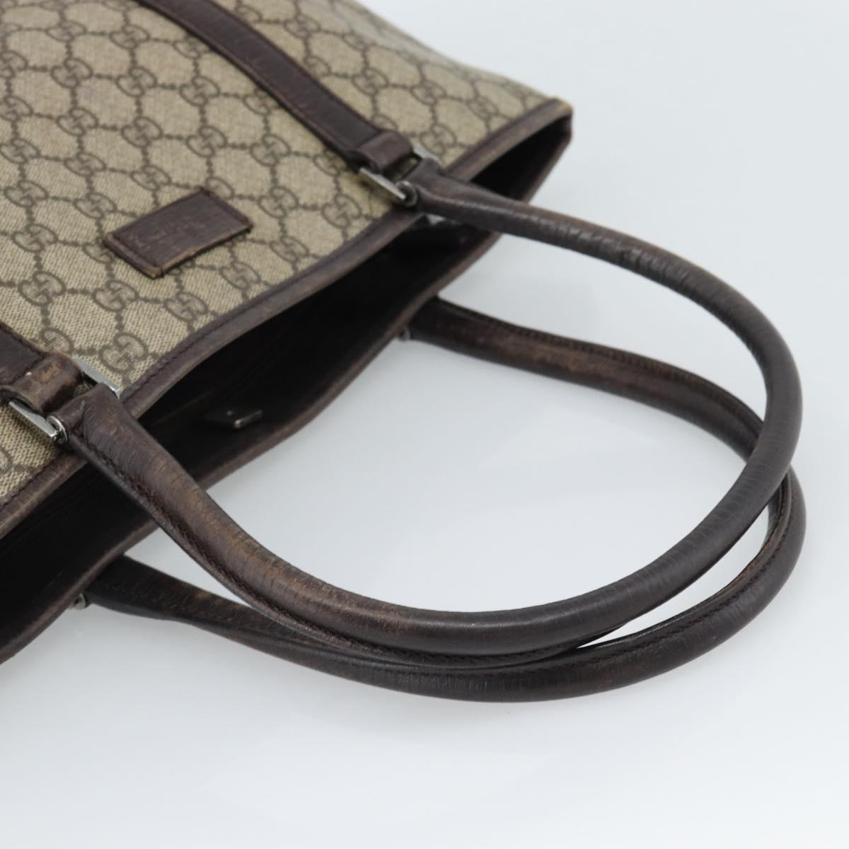 GUCCI GG Supreme Tote Bag PVC Beige Silver 114595 Auth 183097